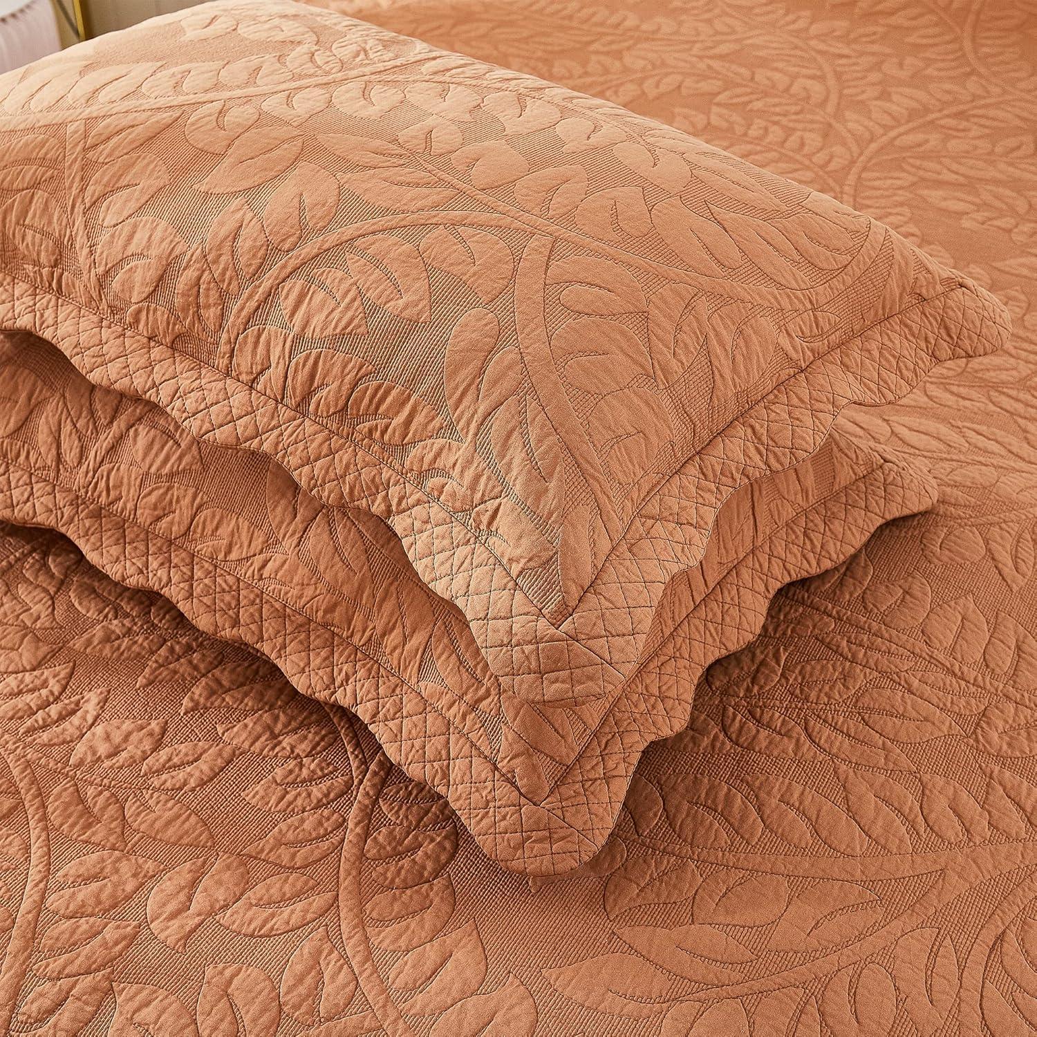 Standard Royal Orange Cotton Embroidered Pillow Shams