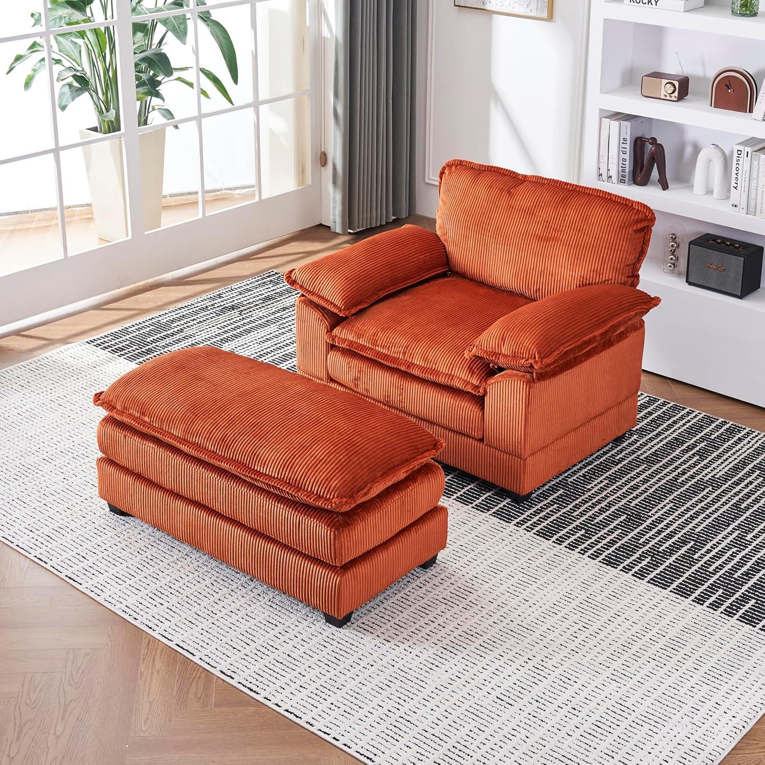 32 Inch Chaise Lounge Accent Chair with Storage, Comfy Chenille Upholstered Sleeper Chair Bed Modern Deep Seat Leisure Recliner Lounger Daybed w/Phone Holder and Side Pockets for Living Room Office