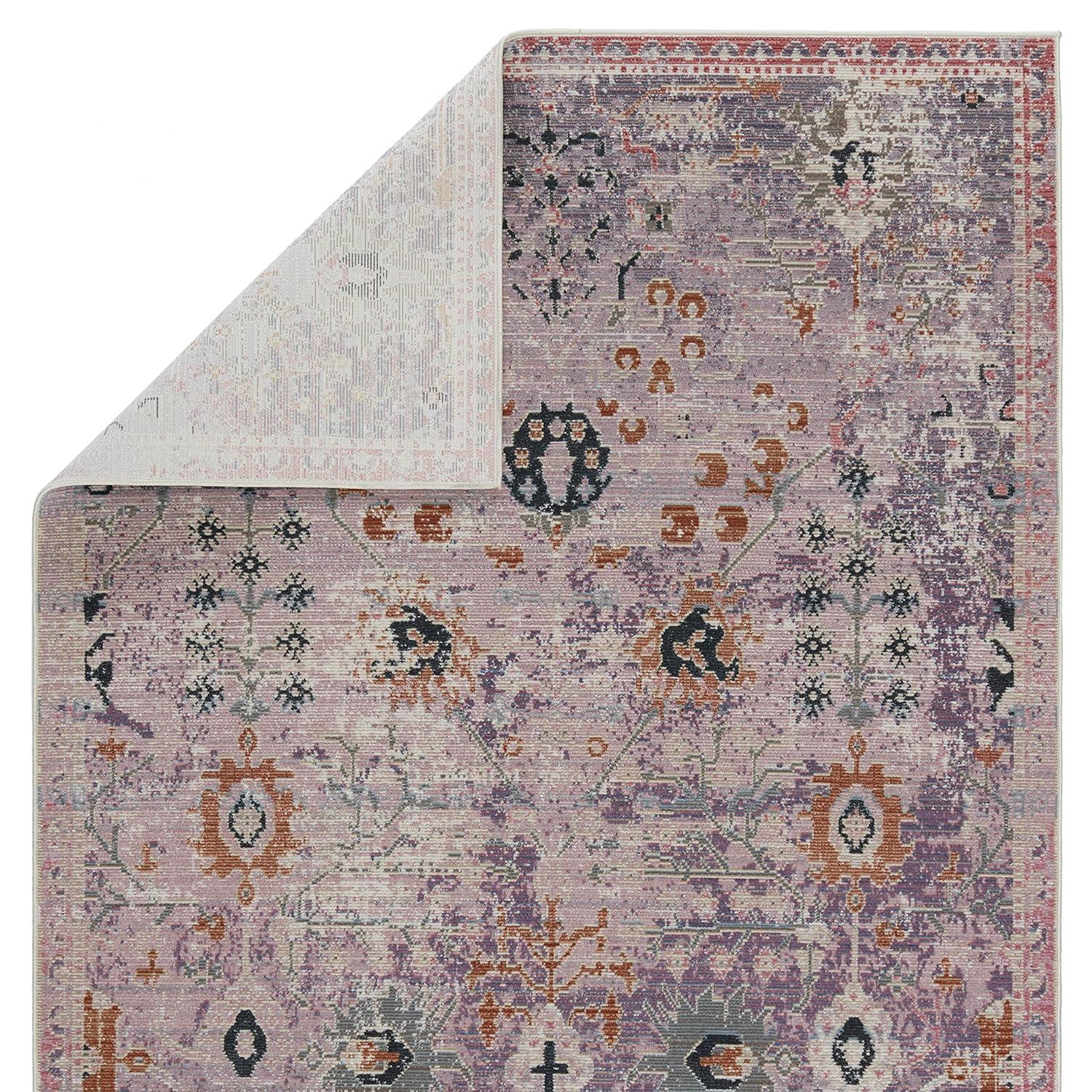 2'6"x4' Elva Indoor/Outdoor Oriental Area Rug Purple/Gold - Jaipur Living: Mid-Century Modern Floral, Weather-Resistant