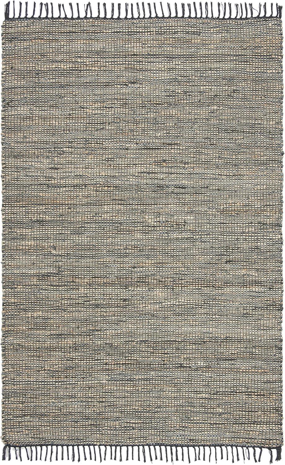 Vintage Leather VTL203 Hand Woven Area Rug - Grey - 6'x9' - Safavieh.