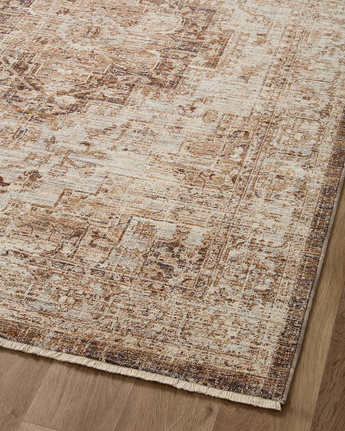 Sorrento Oriental Machine Made Power Loom Polyester Area Rug in Beige/Brown