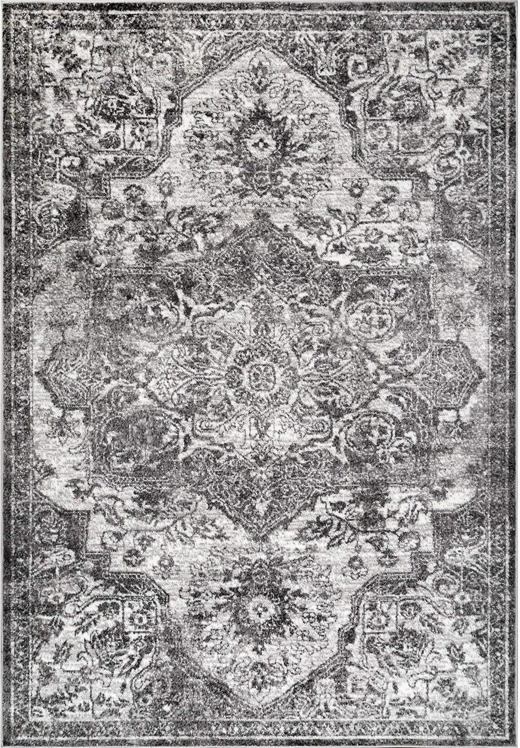 Elegance Redefined Gray Synthetic Medallion 3' x 5' Area Rug