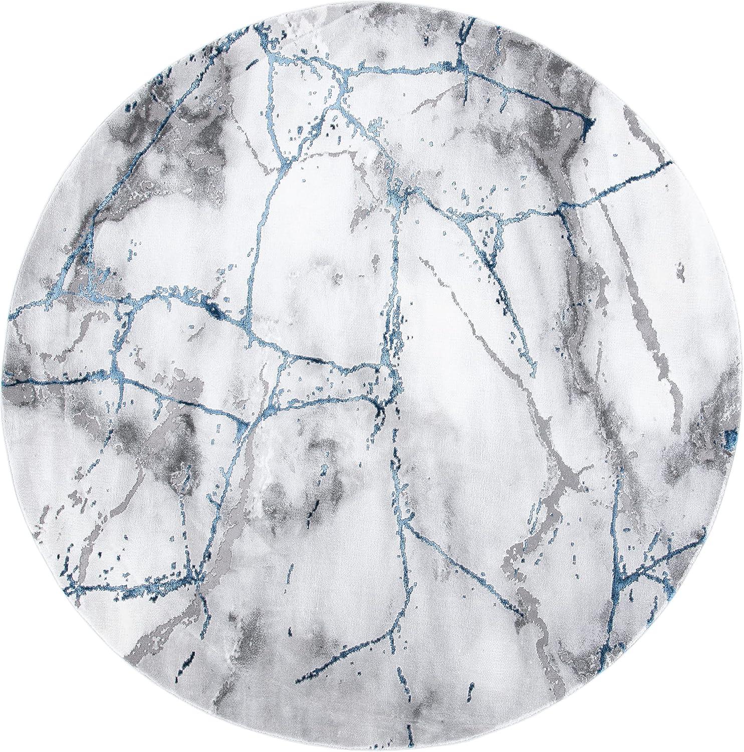 Craft CFT877 Loomed Indoor Area Rug - Ivory Grey/Blue - 8'x8' Round - Safavieh