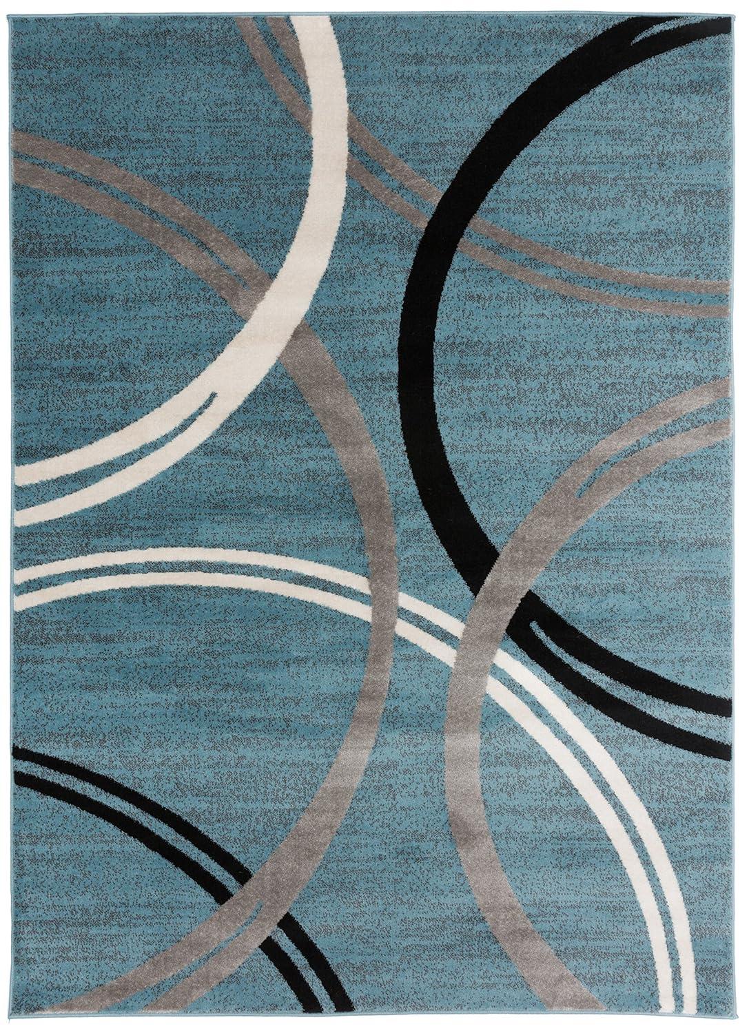 World Rug Gallery Contemporary Abstract Circles Design Blue 3'3" x 5' Area Rug