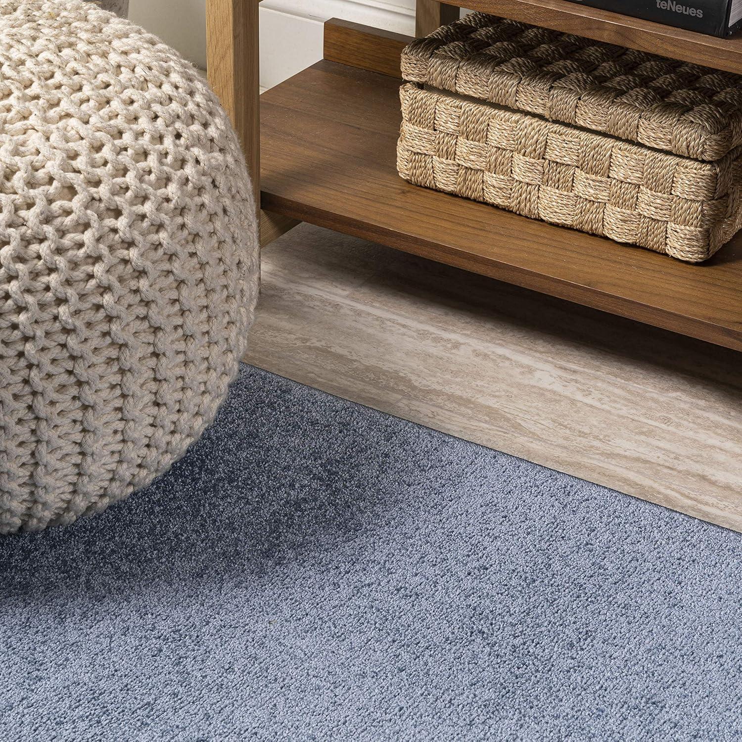 10' X 14' Rectangle Haze Solid Low-Pile Area Rug , Classic Blue - JONATHAN Y