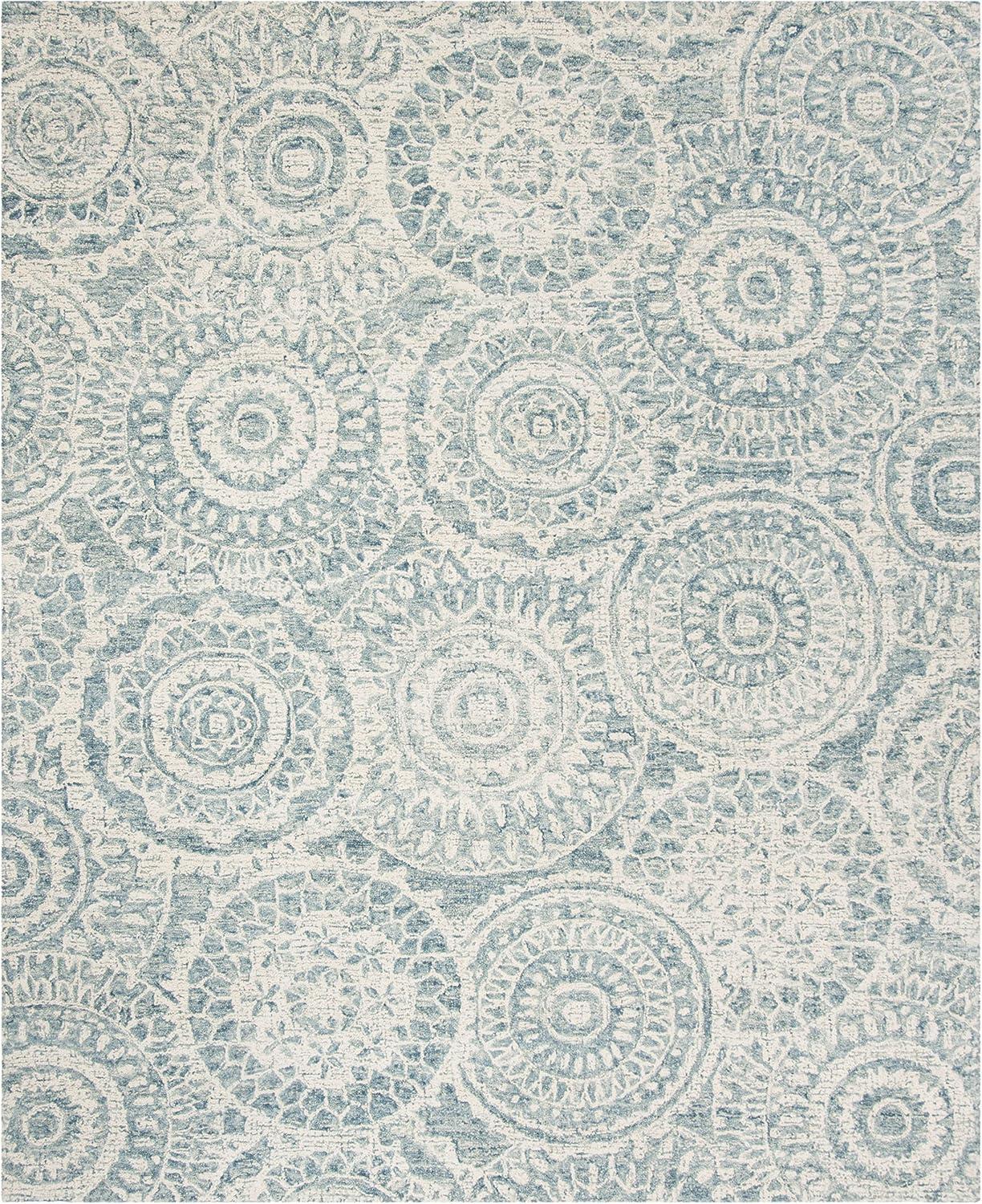Abstract ABT205 Handmade Indoor Area Rug - Ivory/Blue - 9'x12' - Safavieh