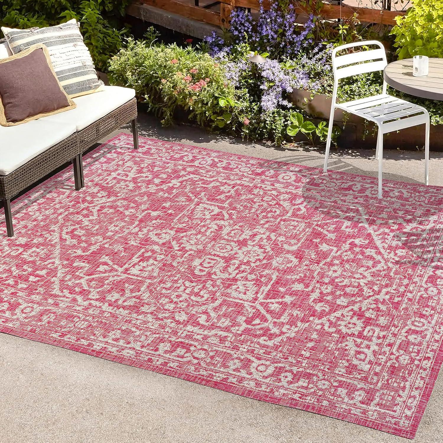 Malta Bohemian Inspired Medallion Textured Weave Indoor/Outdoor Area Rug - JONATHAN Y