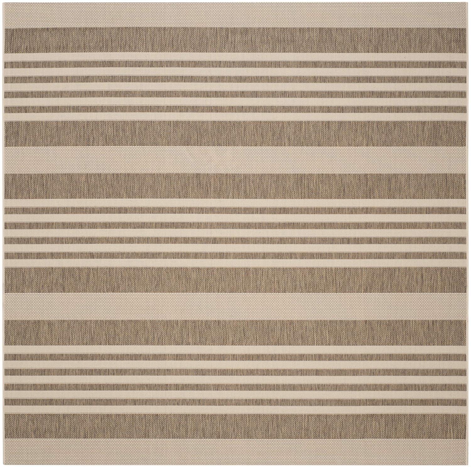 Courtyard CY6062 Power Loomed Indoor/Outdoor Area Rug - Brown/Bone - 5'3"x5'3" - Safavieh.