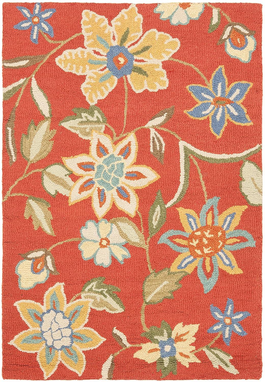 Blossom BLM673 Hand Hooked Area Rug - Rust/Multi - 4'x6' - Safavieh.