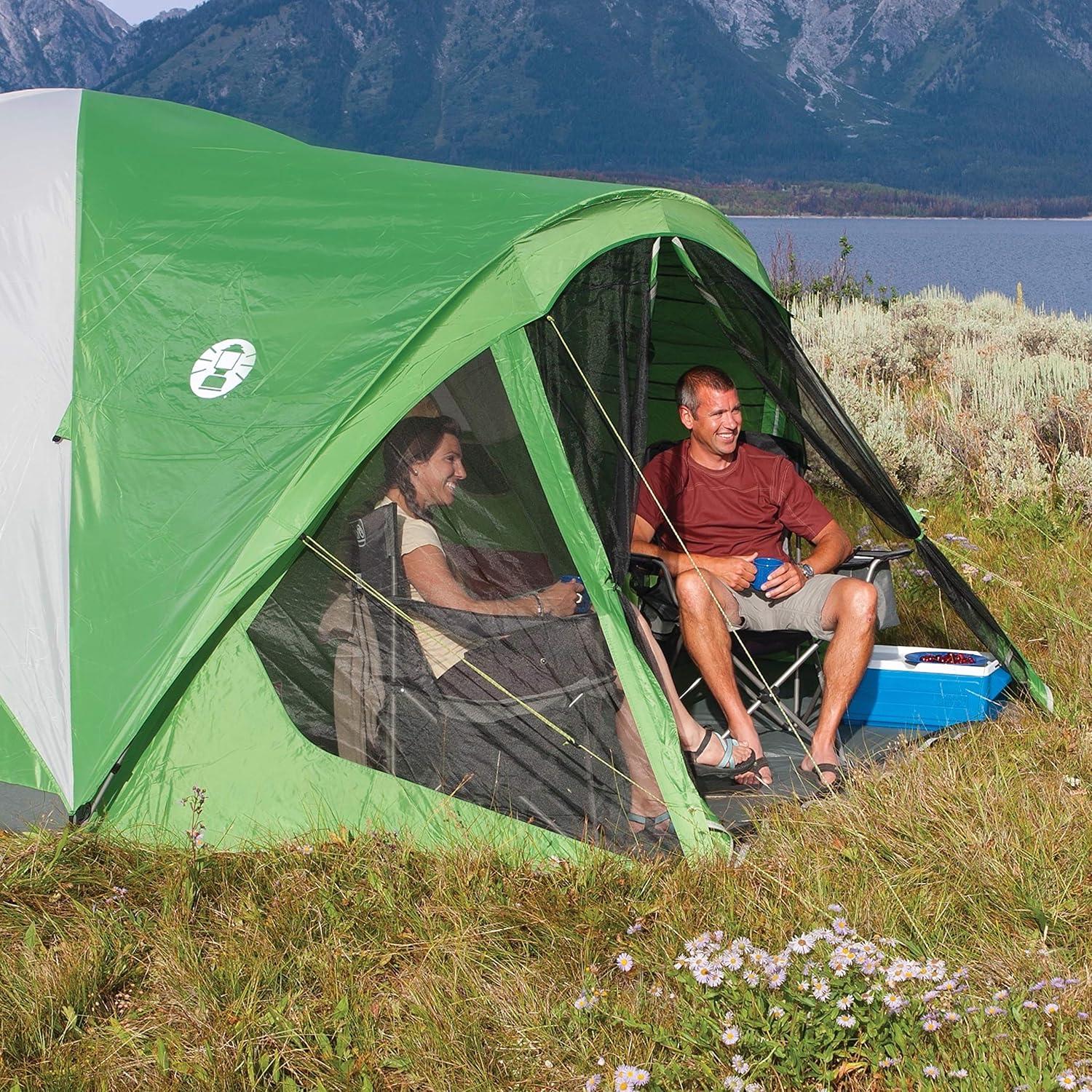 Coleman Evanston 6-Person Dome Tent with Screen Room, 2 Rooms, Green