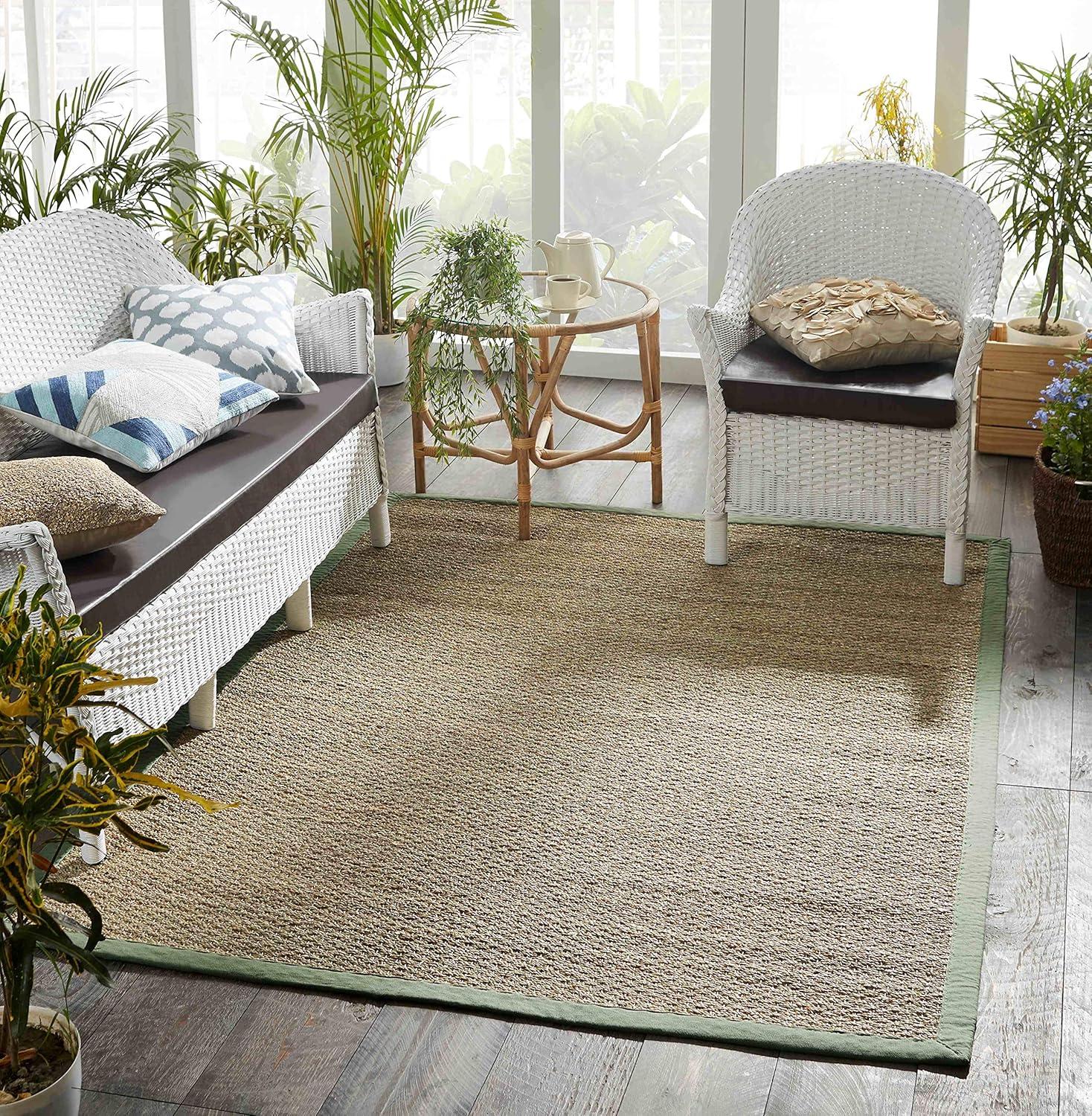 Chesapeake Seagrass Area Rug with Sage border (5'x7')