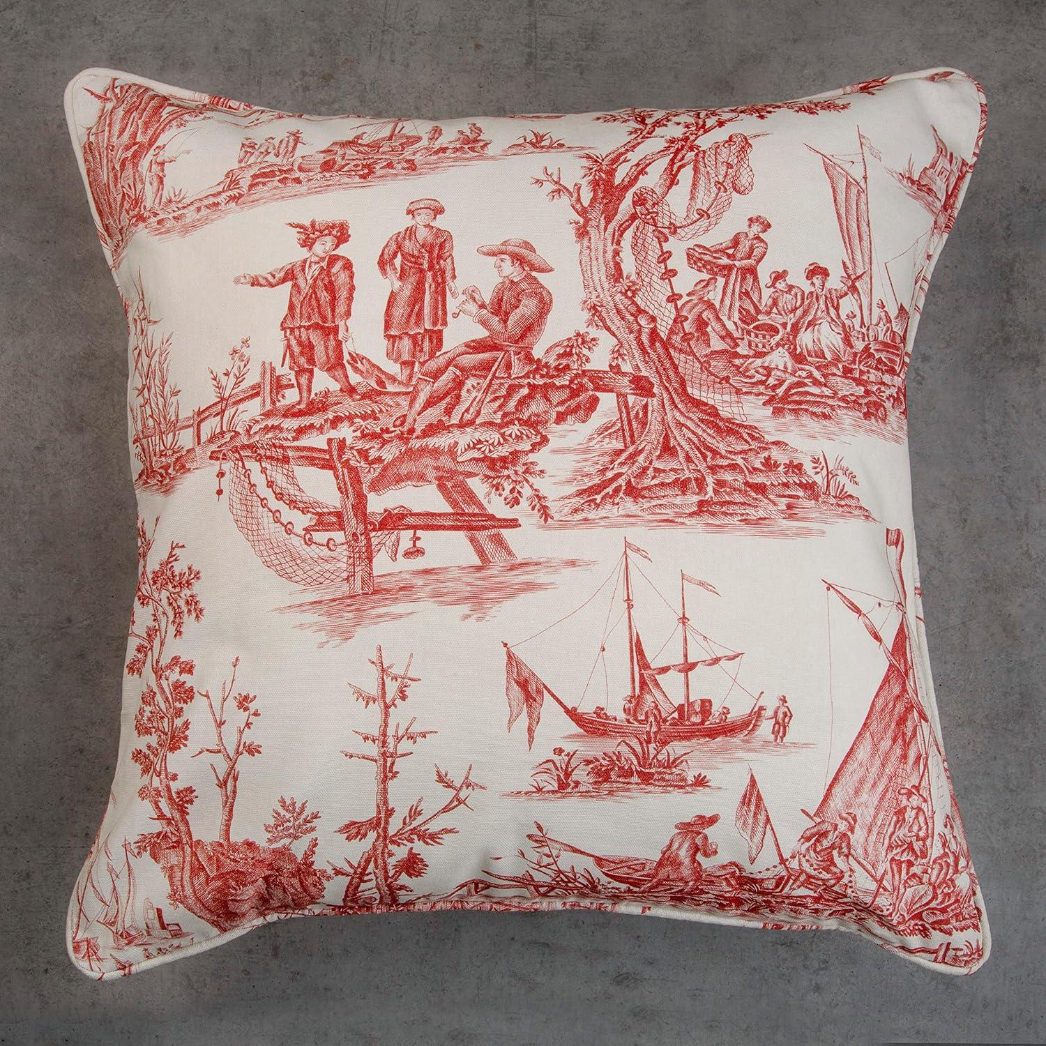 Maison d' Hermine Decorative Pillow Covers 18 x 18 Inch Square 100% Cotton Throw pillow Covers with invisible Zipper Cushion Case for Living Room Couch, Chair, Sofas, Bedroom, Home (Calais - Cardinal)