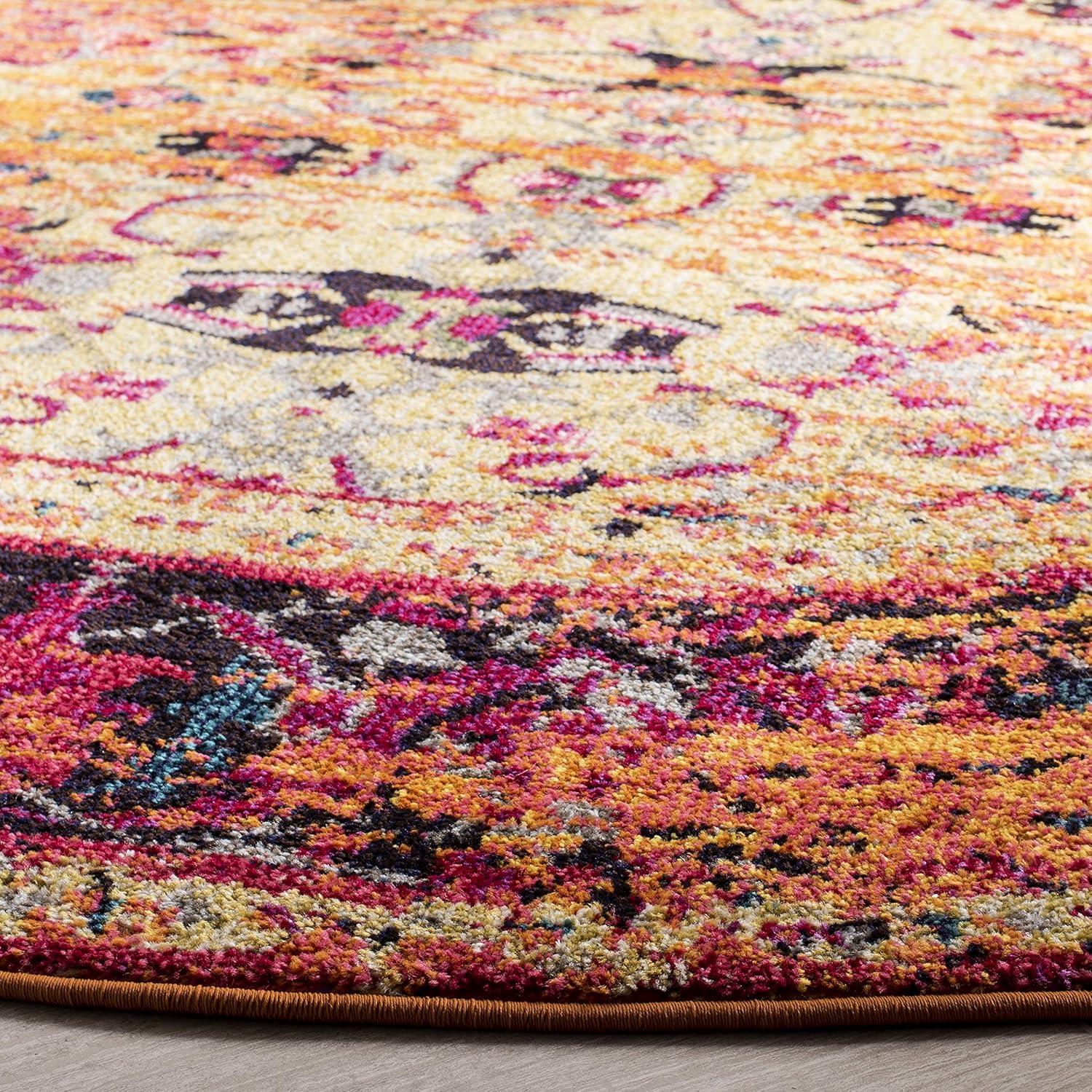 Monaco MNC209 Power Loomed Indoor Area Rug - Orange/Multi - 6'7" round - Safavieh.