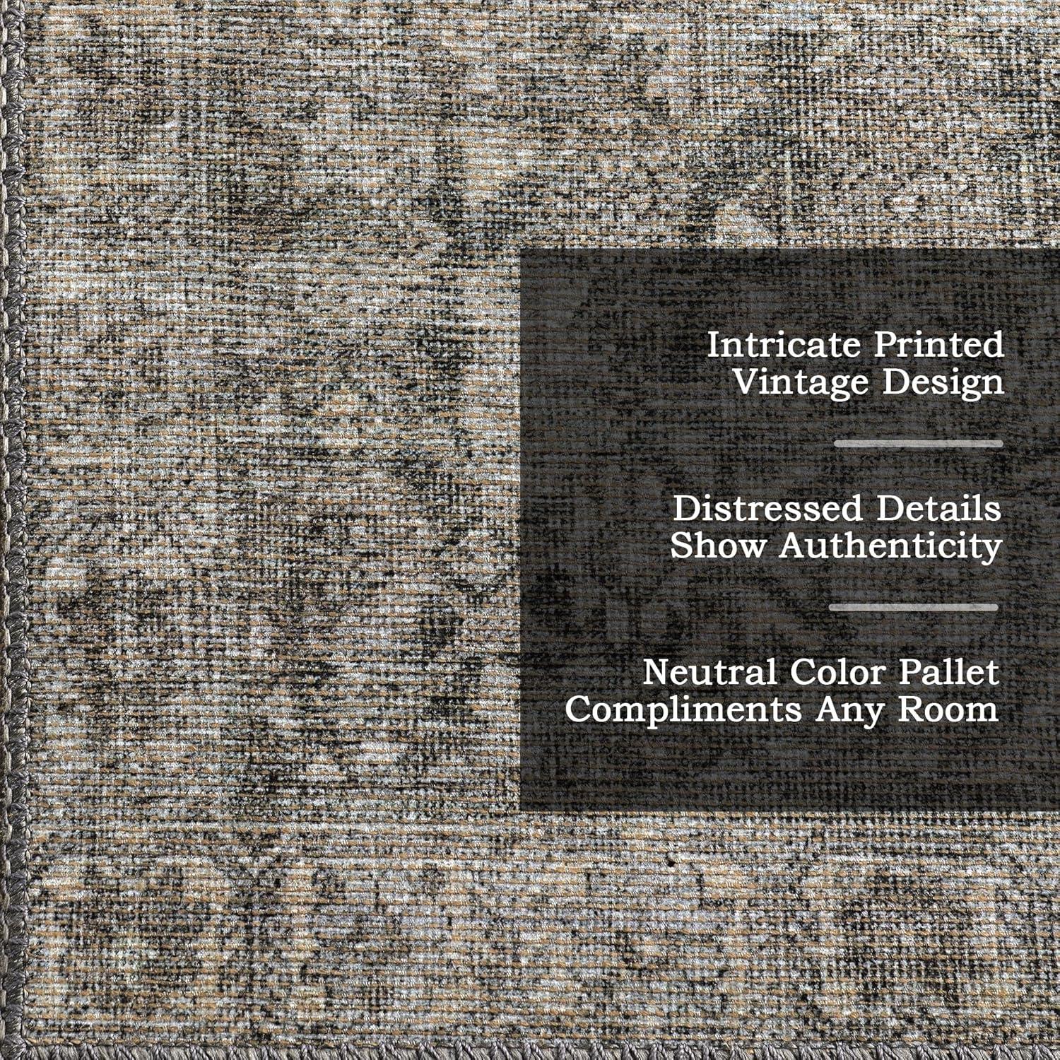 Nuloom Hillstone Collection Calianna Traditional Vintage Medallion Area Rug, 5' x 8', Beige