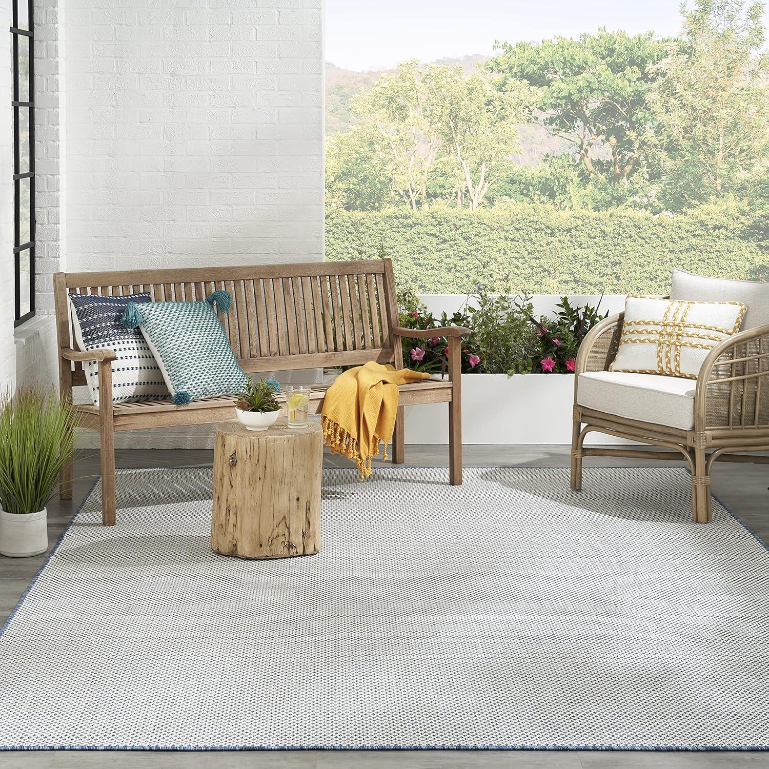 Nourison Courtyard COU01 Indoor/outdoor Area Rug - Ivory Blue 8' x 10'