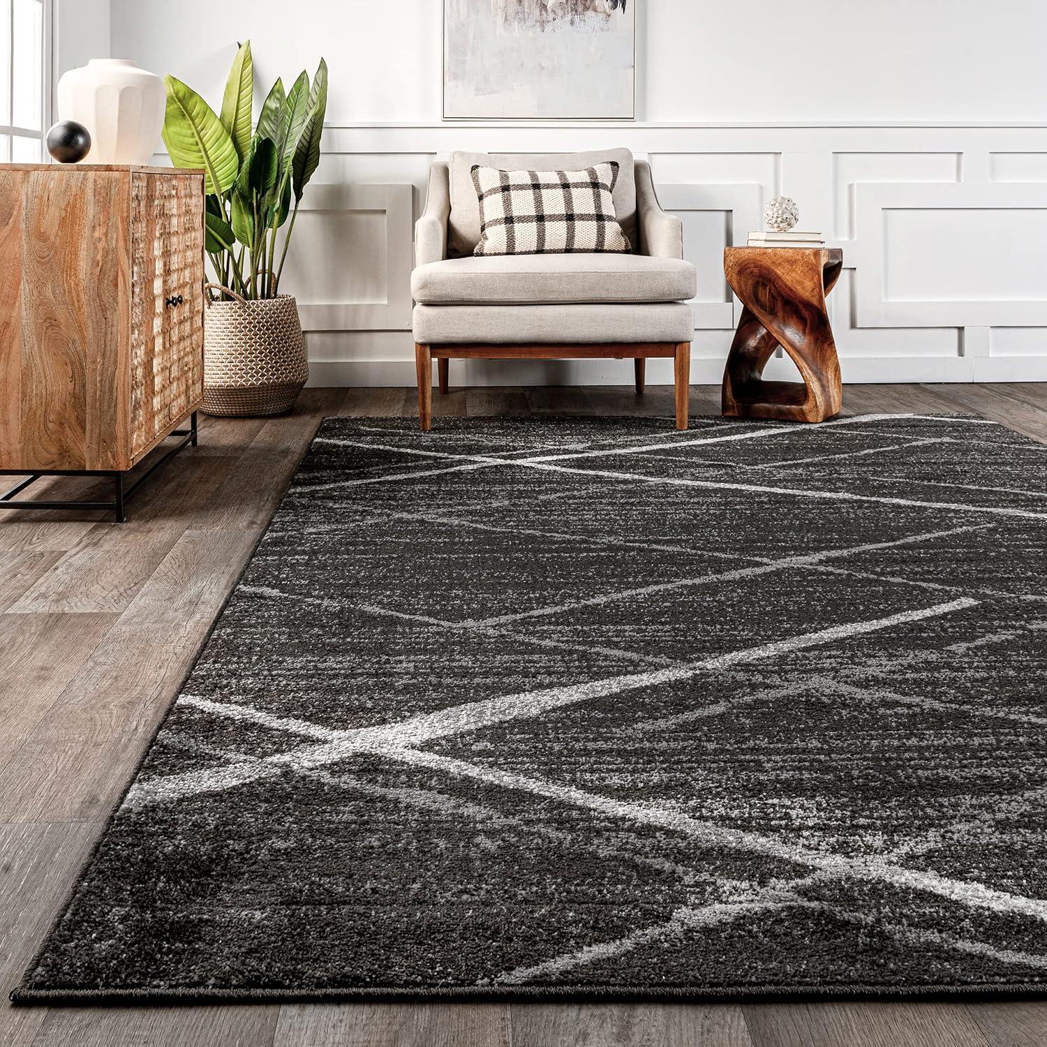 Thigpen Oval Dark Grey Synthetic 25" Spot-Resistant Rug