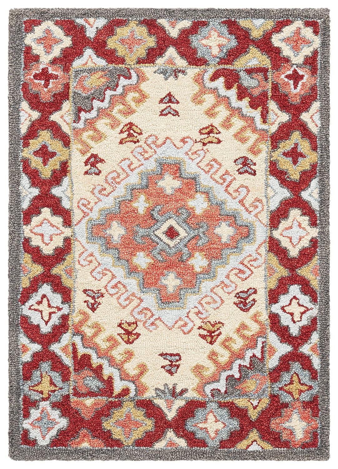 Aspen APN801 Hand Tufted Indoor Accent Rug - Red/Ivory - 2'3"x4' - Safavieh