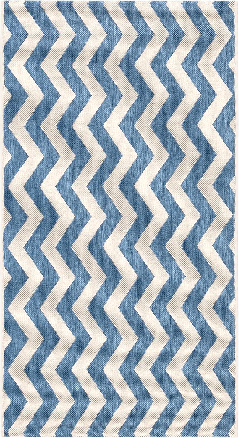 Courtyard CY6245 Power Loomed Indoor and Outdoor Accent Rug - Blue/Beige - 2'7"x5' - Safavieh