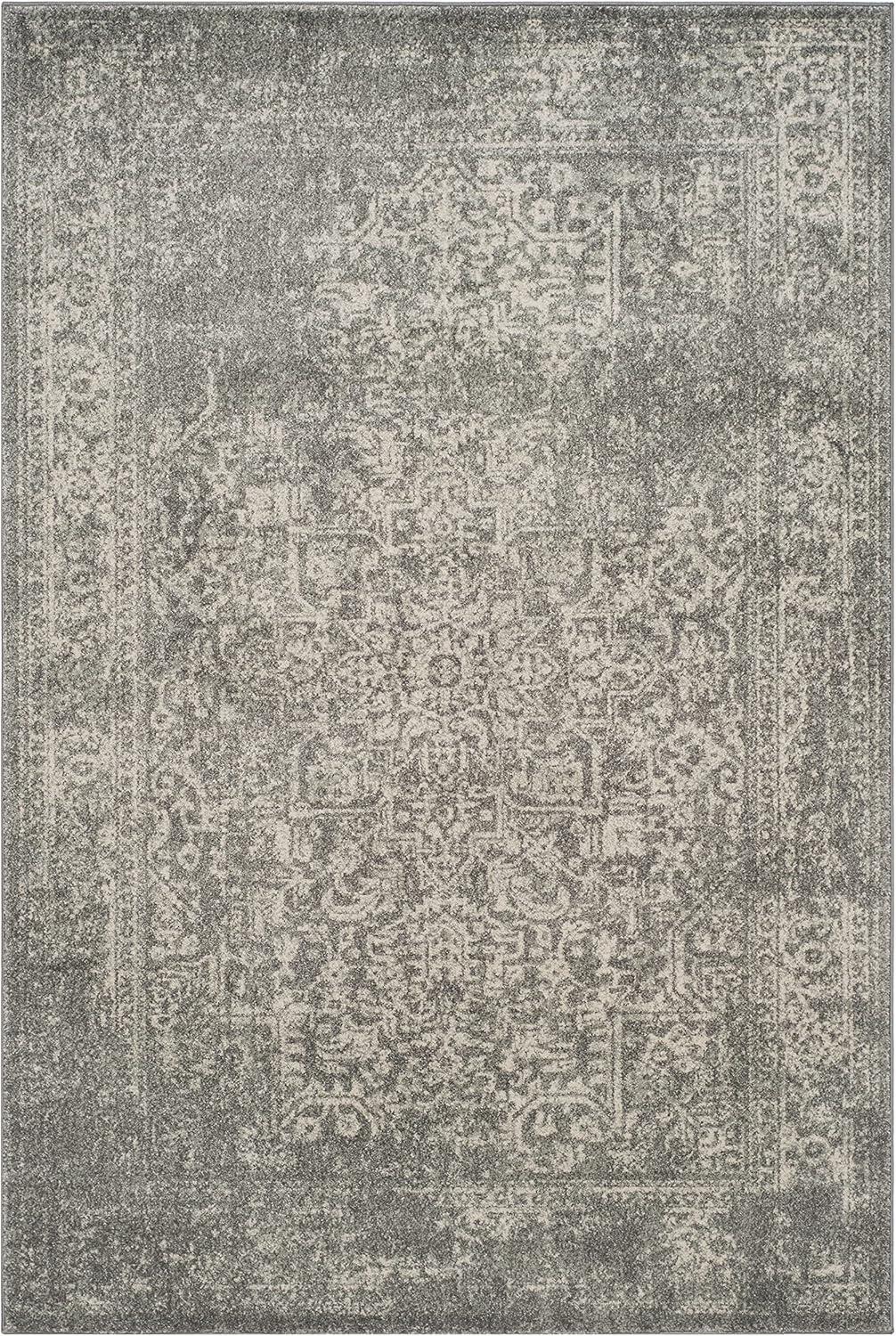 SAFAVIEH Evoke Trena Traditional Distressed Area Rug, Silver/Ivory, 4' x 6'