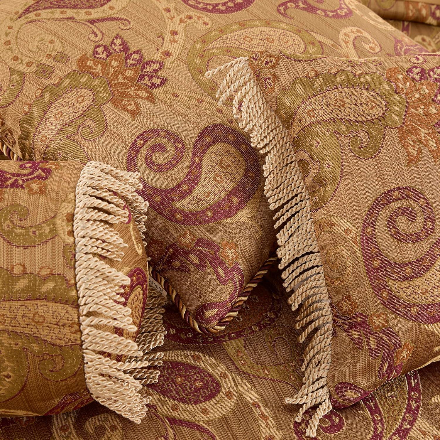 Chezmoi Collection Adelle 7-Piece Multi-Color Paisley Jacquard Comforter Set, King