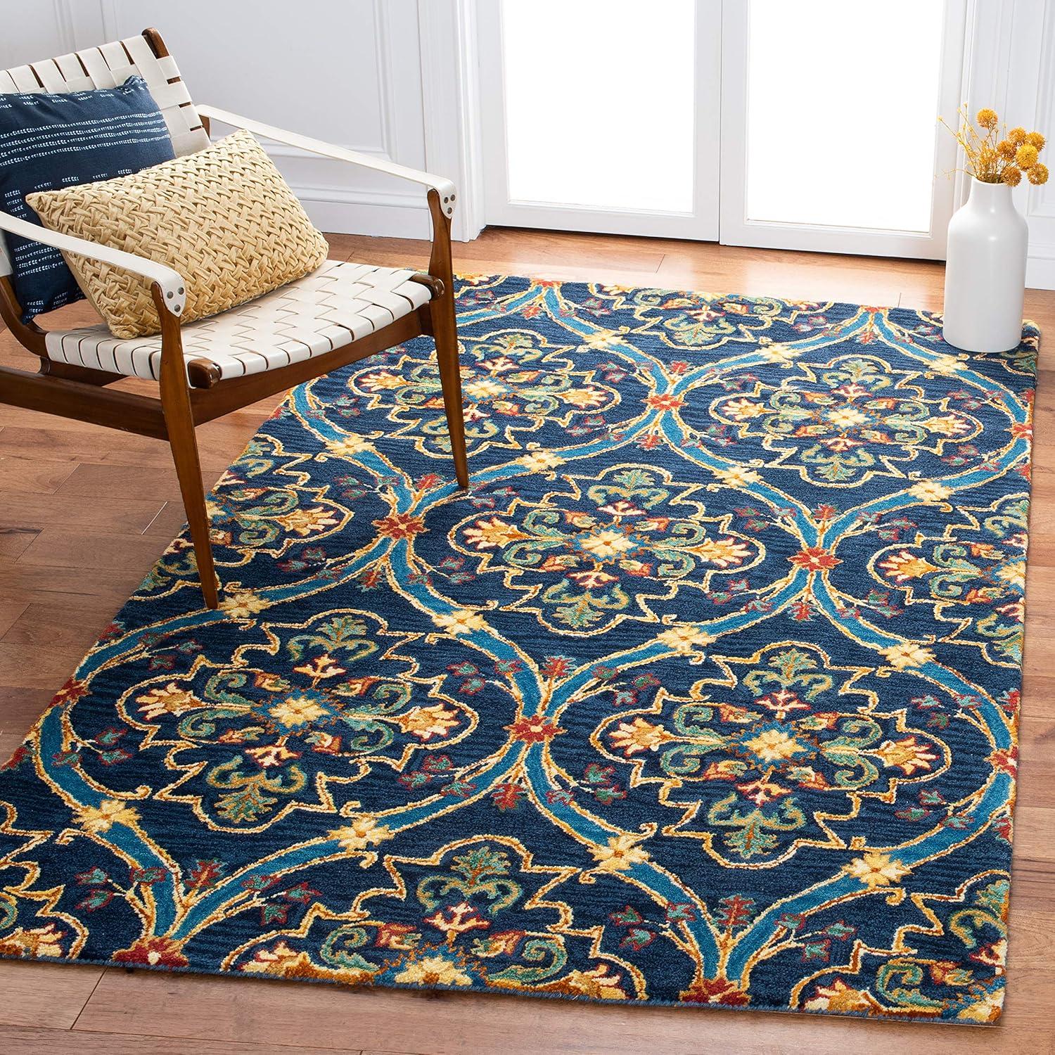 Heritage HG475 Hand Tufted Area Rug - Navy/Yellow - 3'x5' - Safavieh.