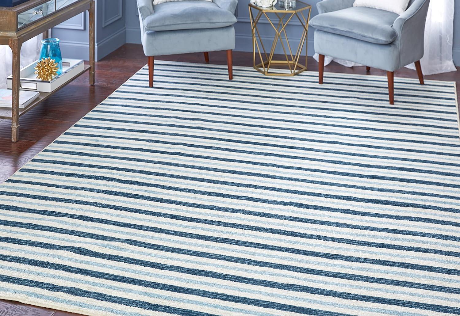 Mohawk Home Aurora Monterey Stripe Blue Printed Area Rug, 5'x8', Blue