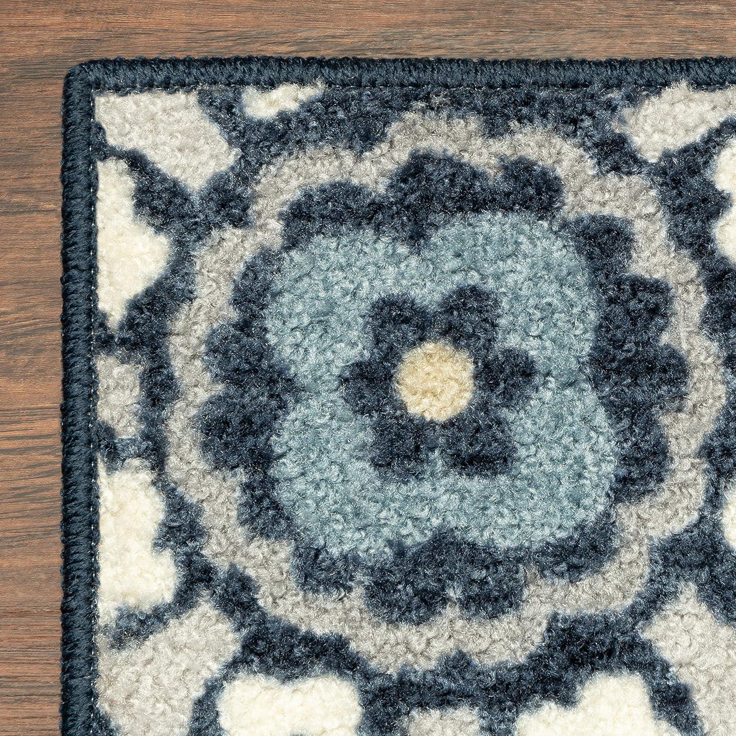 Maples Rugs Reggie Multi Floral Washable Entryway Accent Rug for Indoor, 1'8" x 2'10", Blue