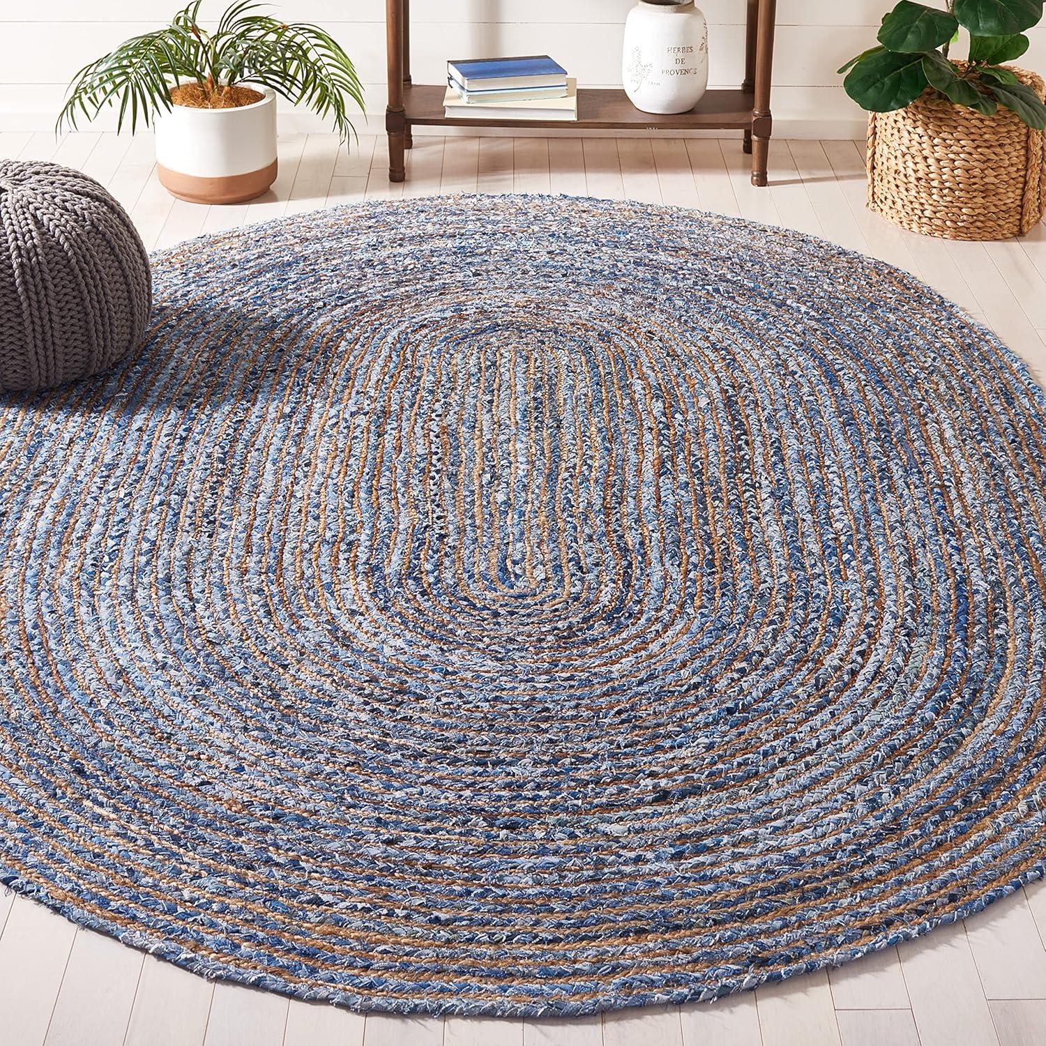 Cape Cod CAP202 Woven Indoor Area Rug - Blue/Natural - 8'x10' Oval - Safavieh