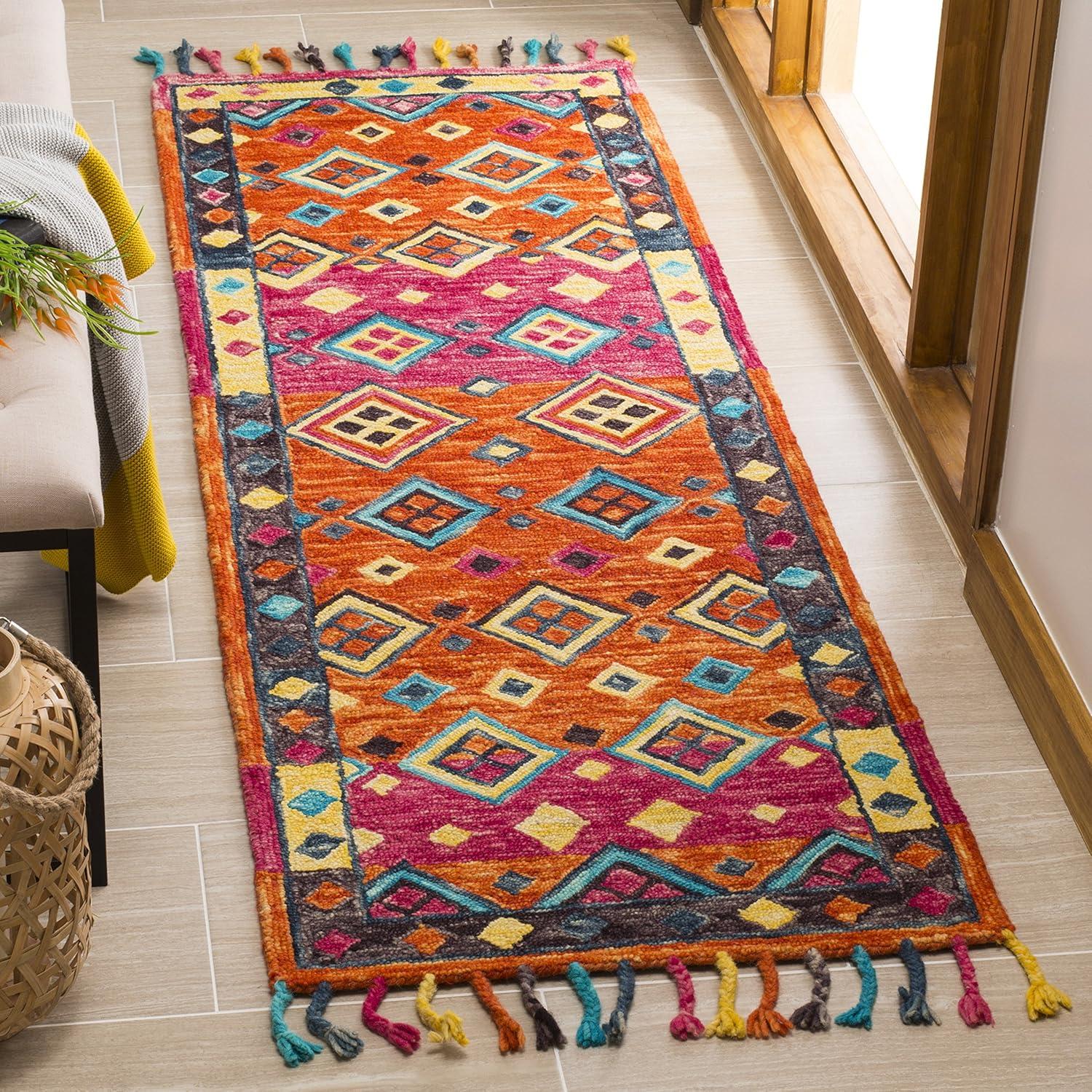 Aspen APN138 Hand Tufted Runner Rug - Orange/Fuchsia - 2'3"x13' - Safavieh.