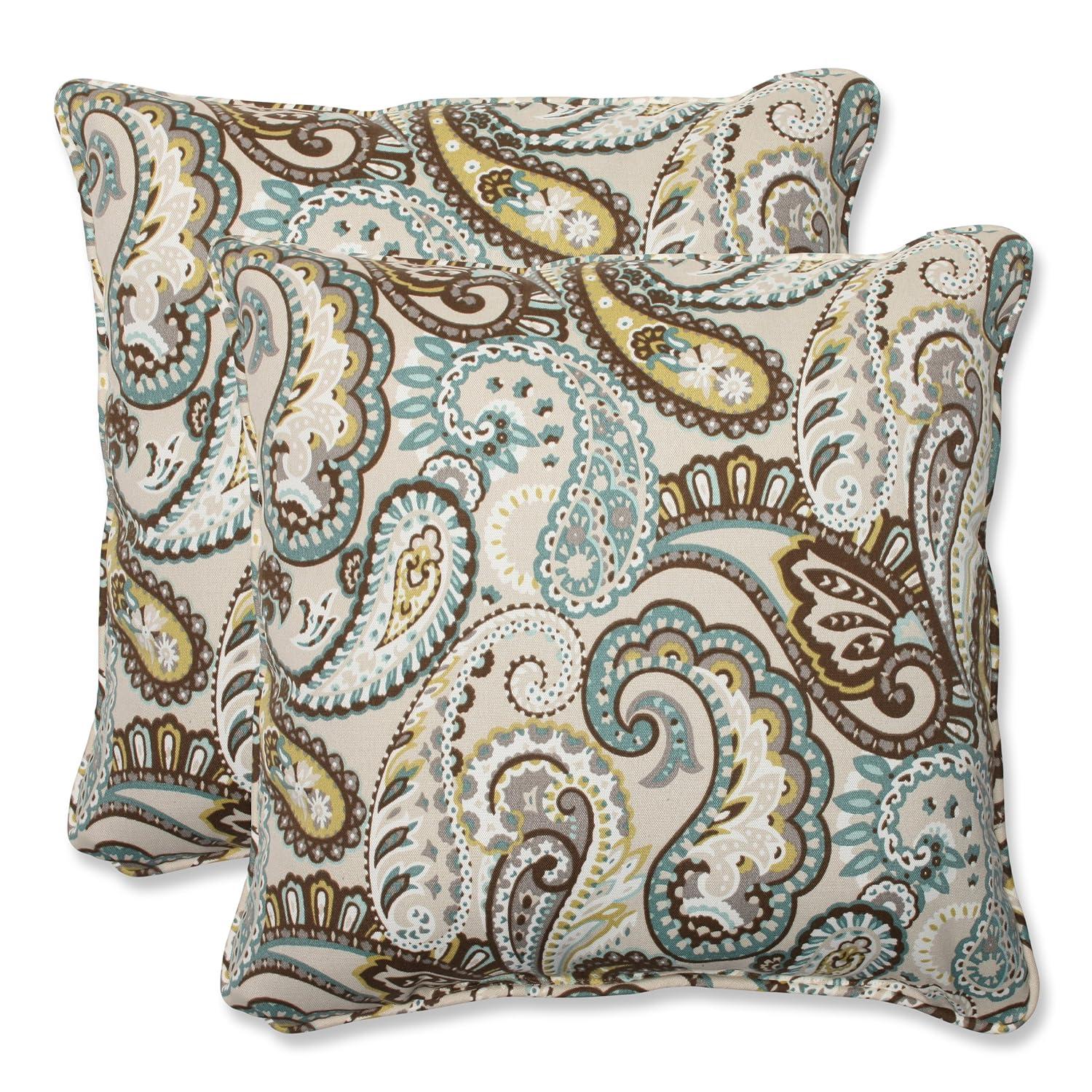 Pillow Perfect Tamara Paisley Indoor/Outdoor Reversible Throw Pillow (Set of 2)