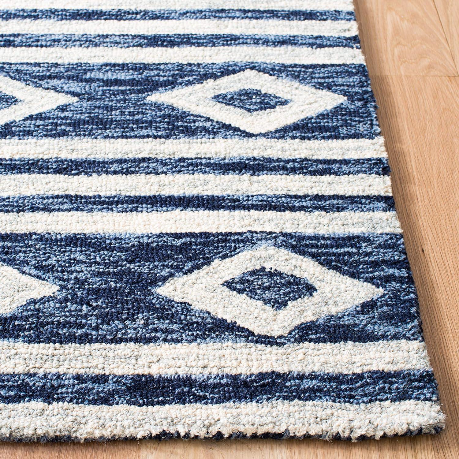 Ivory and Charcoal Handmade Wool Rectangular Area Rug