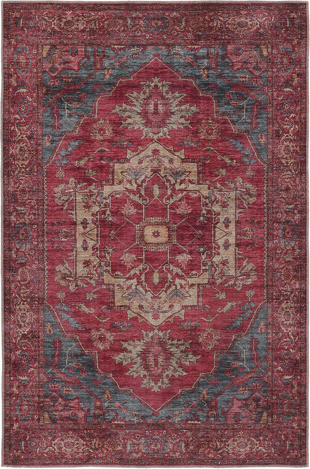 Handmade Red Medallion Cotton Rectangular Area Rug