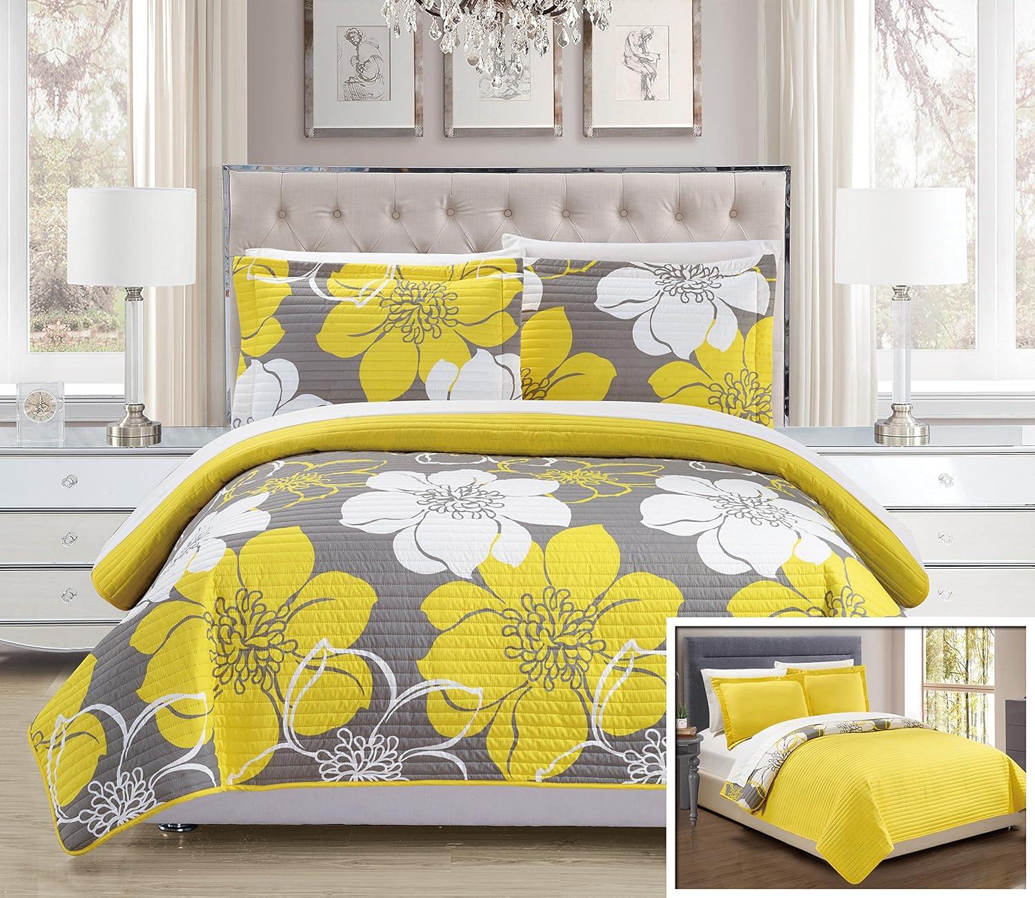 Chic Home Floral Printed Quilt Set, Multiple Colors