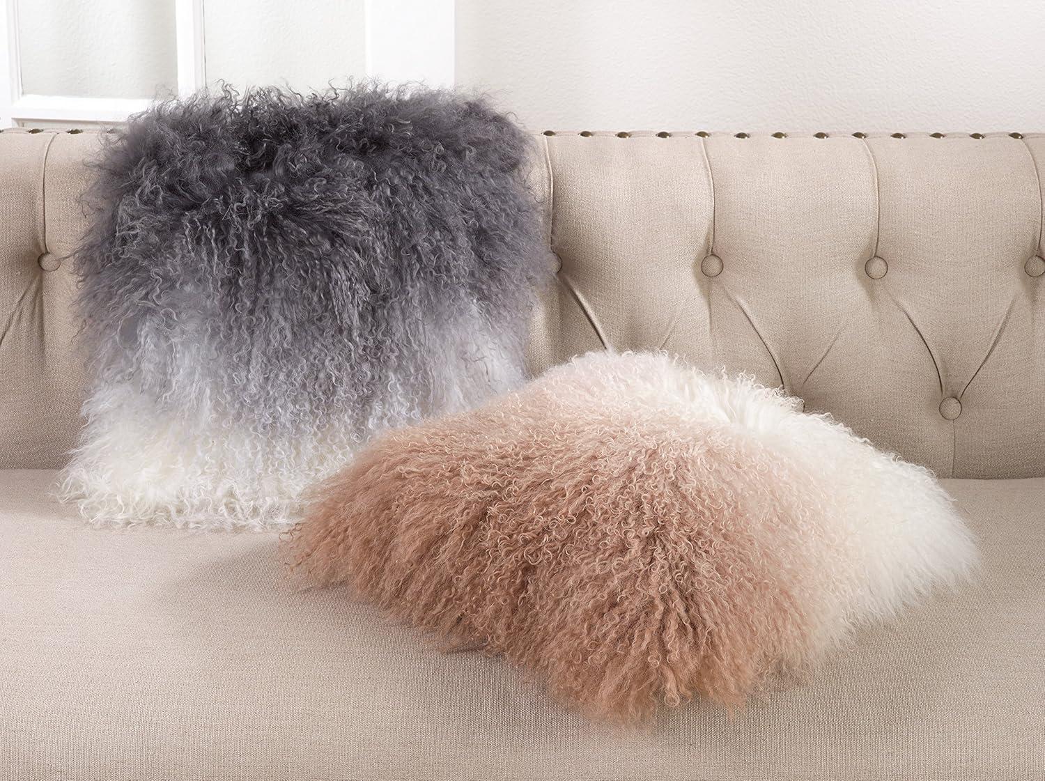 Saro Mongolian Lamb Pillows Abstract Throw Pillow