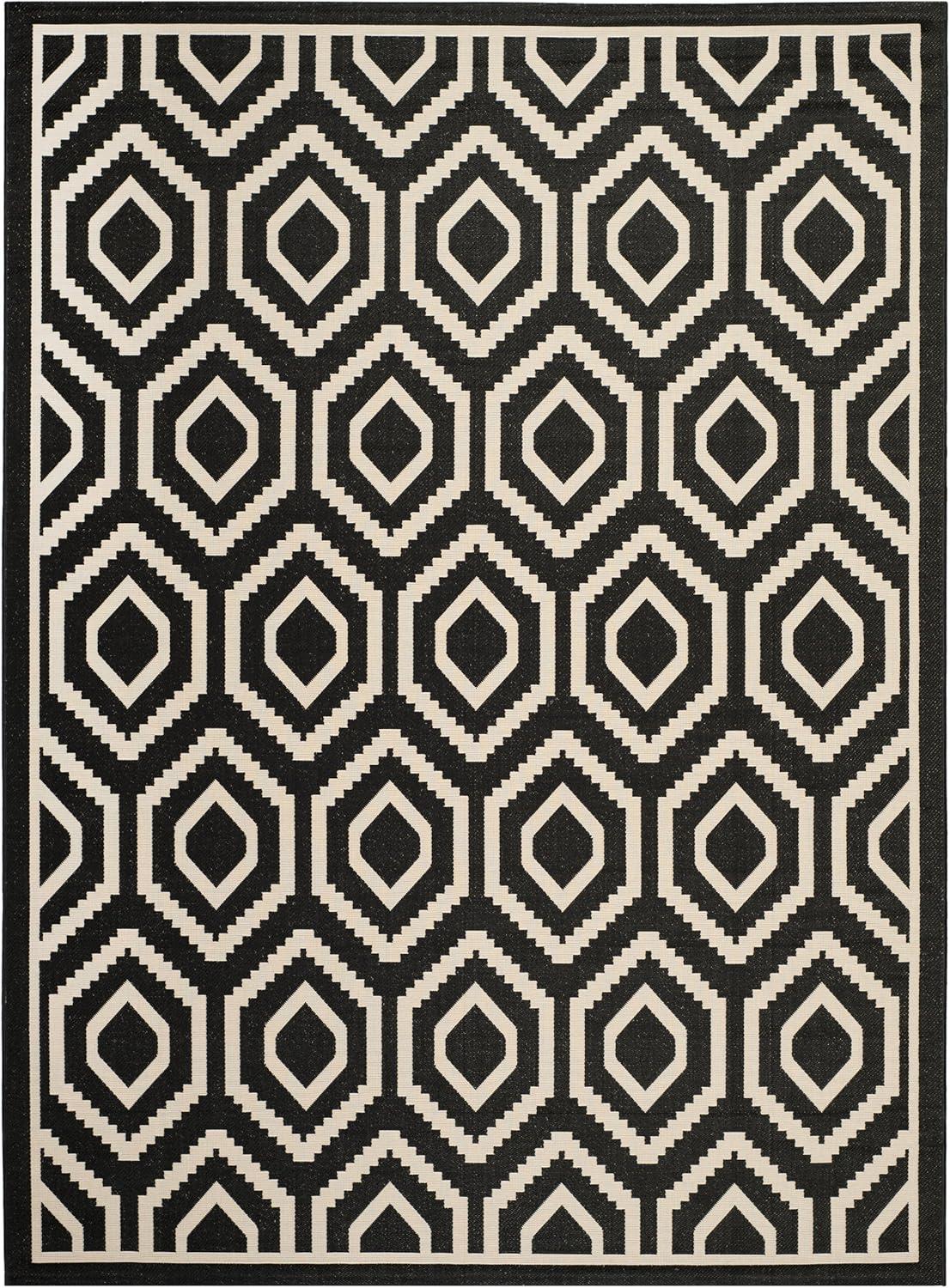 Courtyard CY6902 Power Loomed Indoor and Outdoor Area Rug - Black/Beige - 5'3"x7'7" - Safavieh