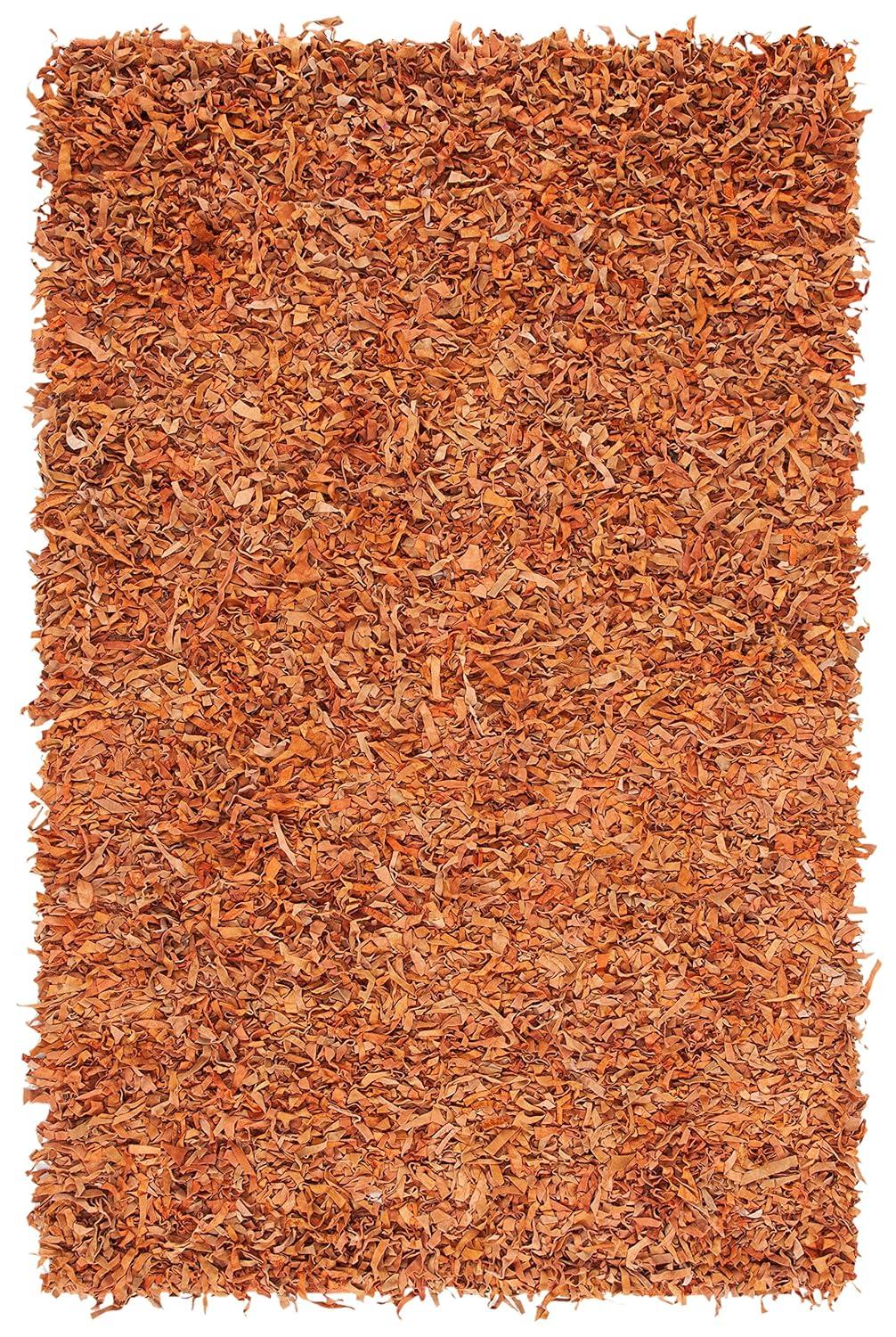 Leather Shag LSG601 Handwoven Accent Rug - Black - 3'x5' - Safavieh