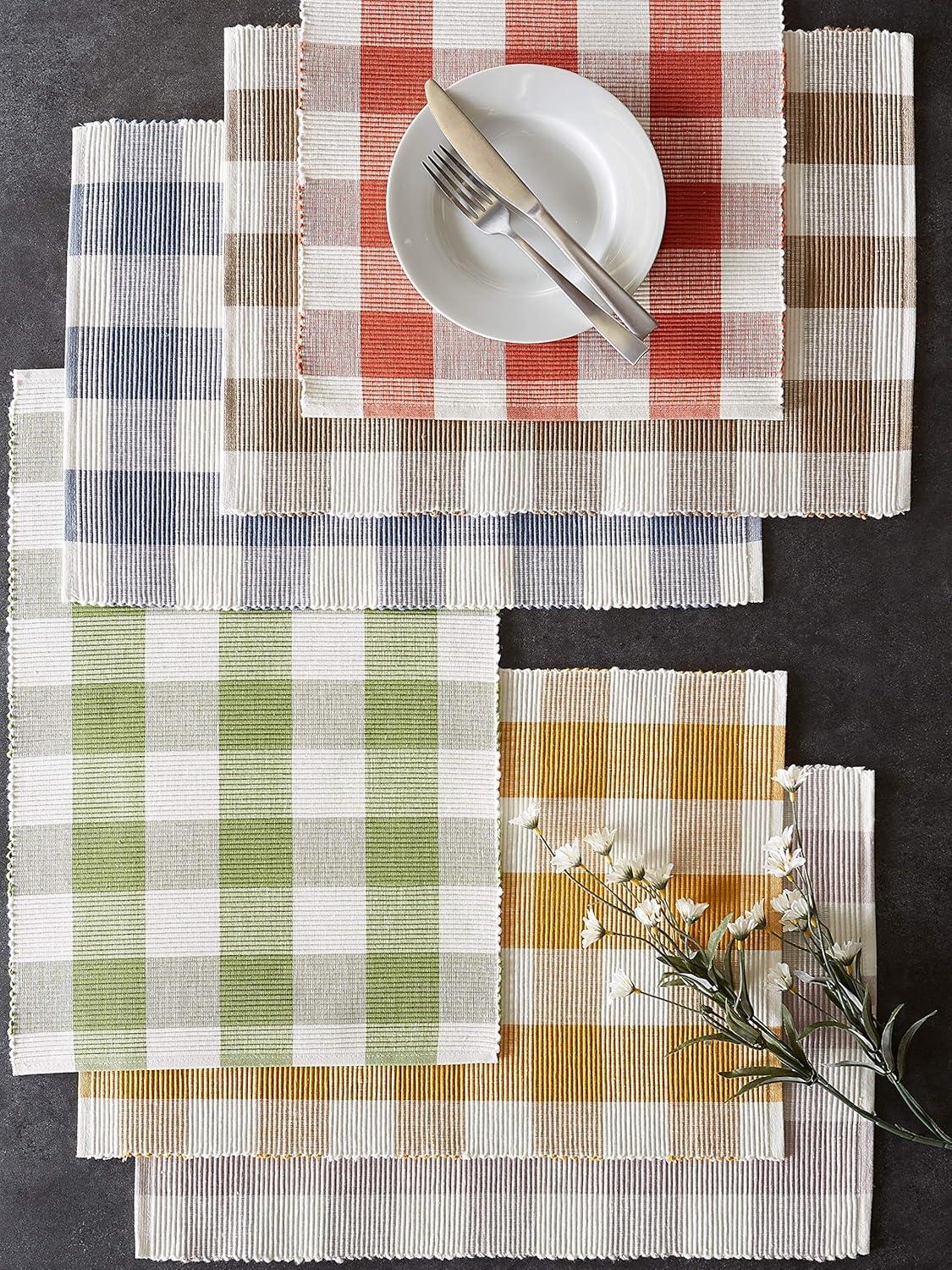 DII Stonewash Blue Buffalo Check Ribbed Placemat (Set of 6)