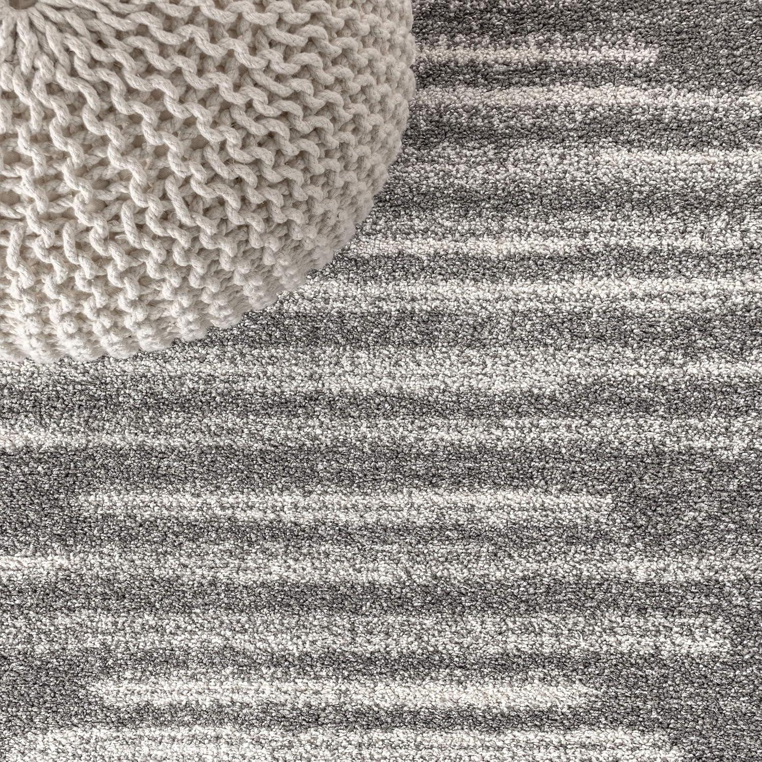 2'x8' Aya Berber Stripe Geometric Runner Rug, Gray/Cream - JONATHAN Y