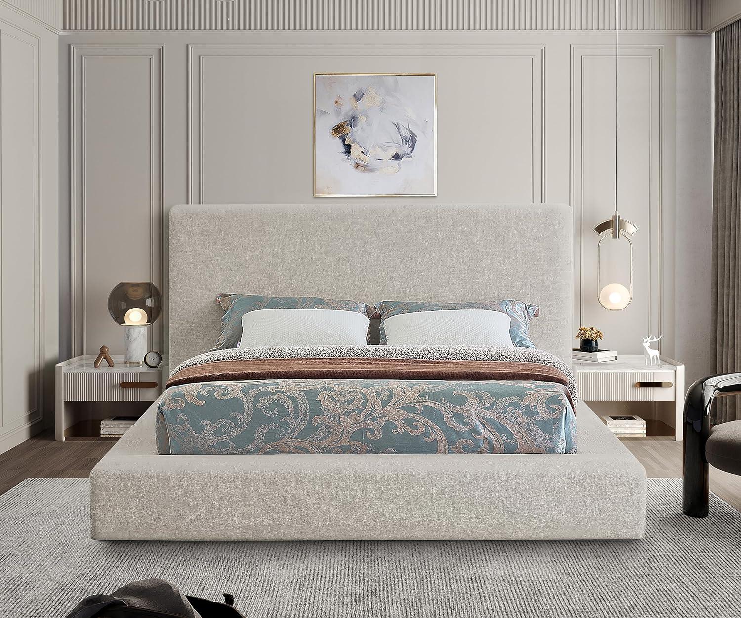 Meridian Furniture Devin Full Contemporary Standard Bed, Cream