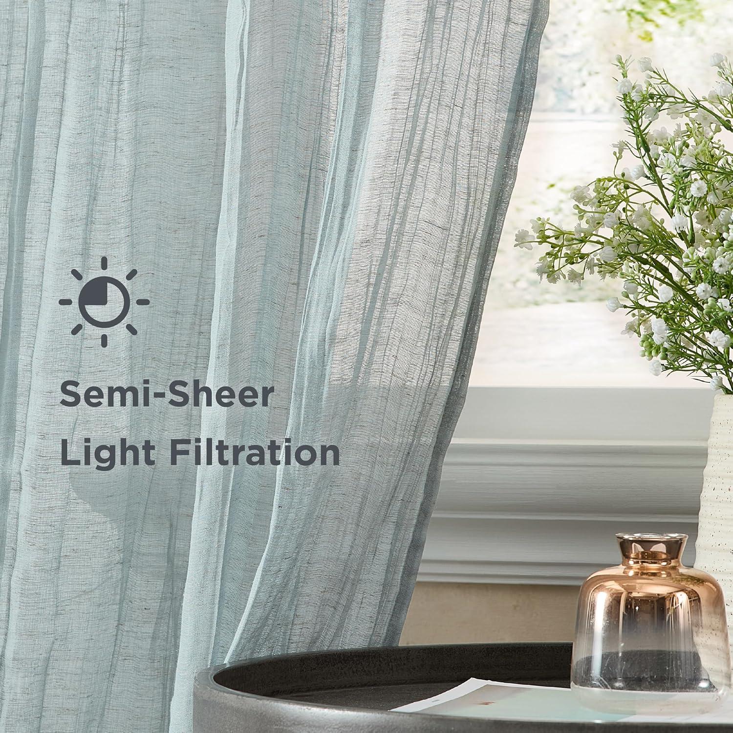Solid Semi-Sheer Curtain Panels (Set of 2)