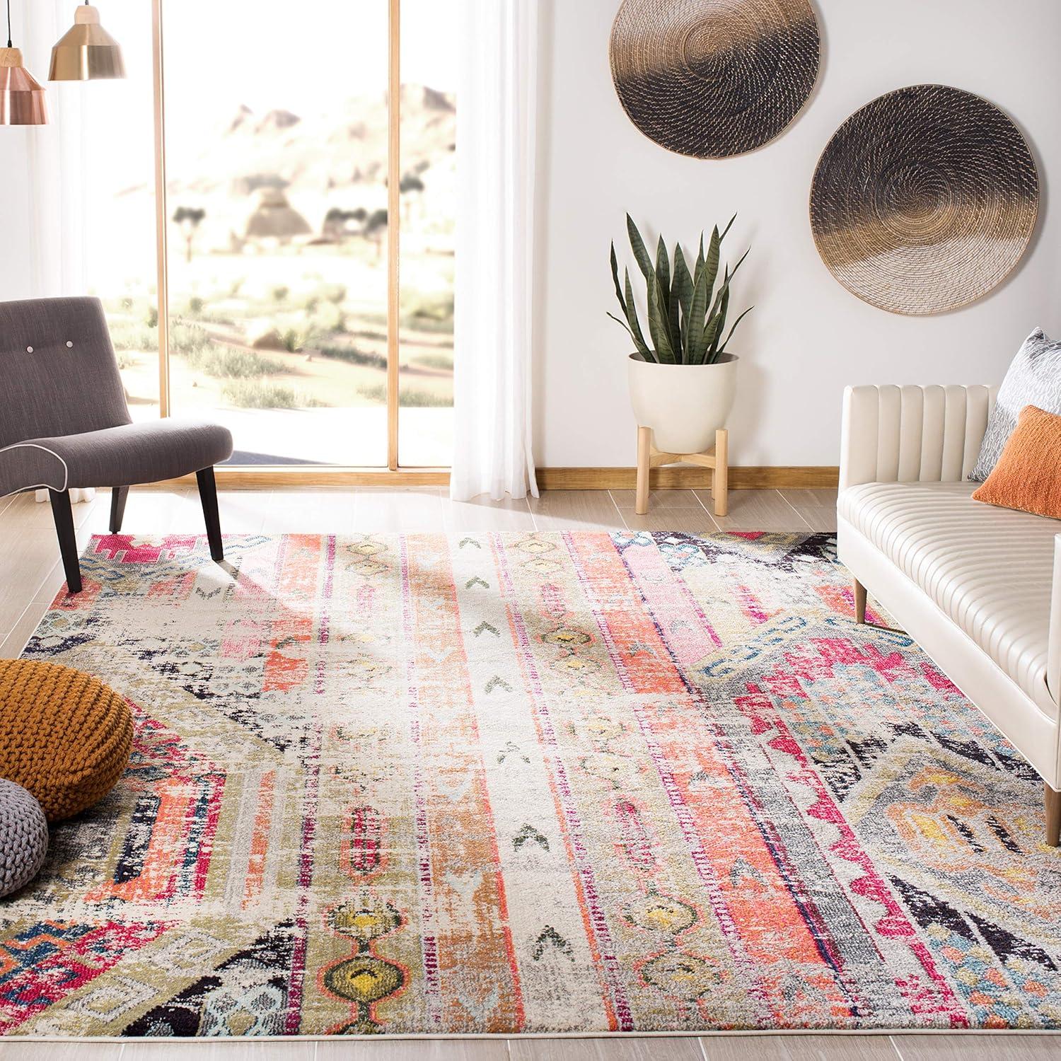 Monaco MNC222 Power Loomed Indoor Area Rug - Light Grey/Multi - 10'x14' - Safavieh