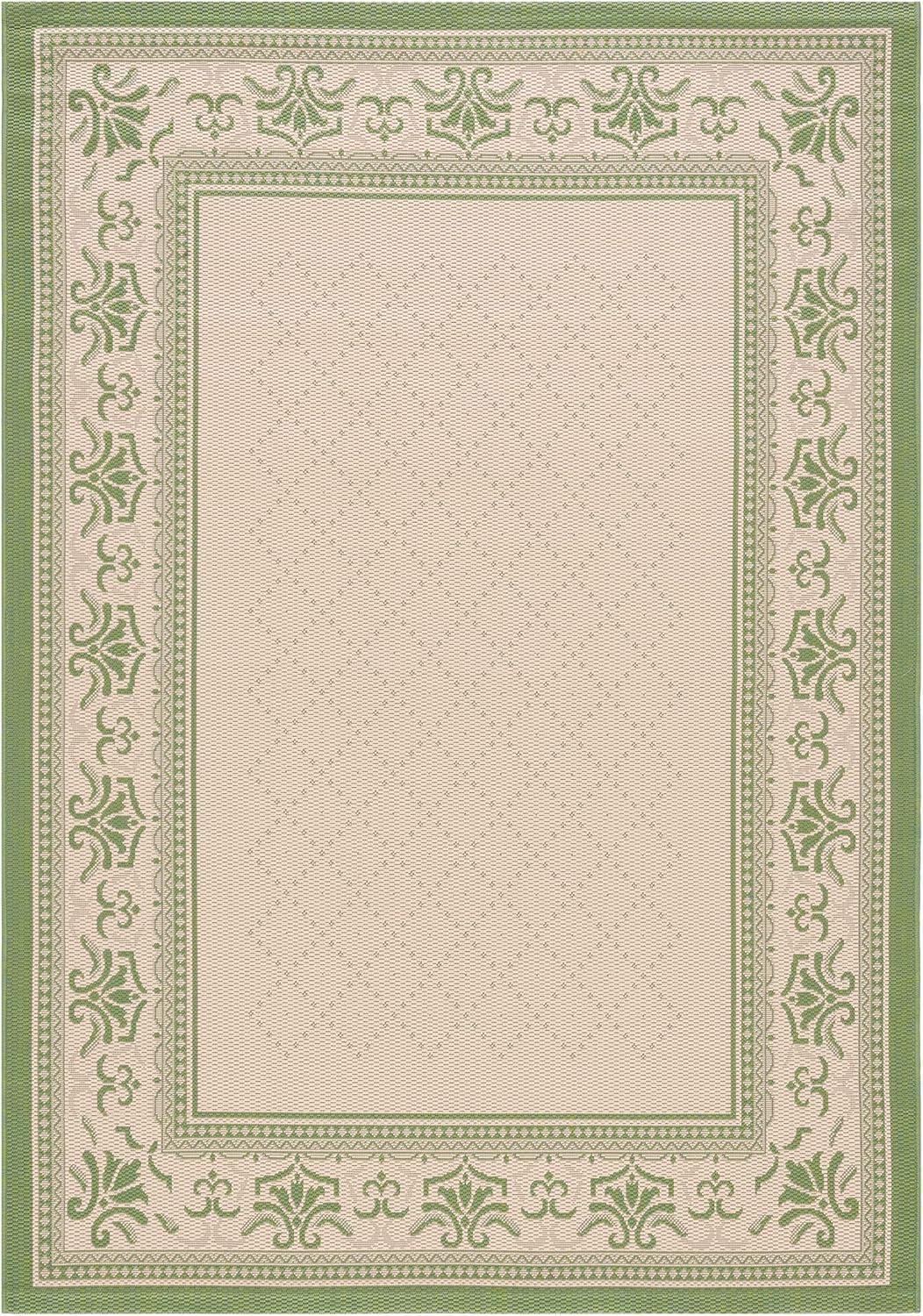 Courtyard CY0901 Power Loomed Indoor and Outdoor Area Rug - Natural/Olive - 4'x5'7" - Safavieh