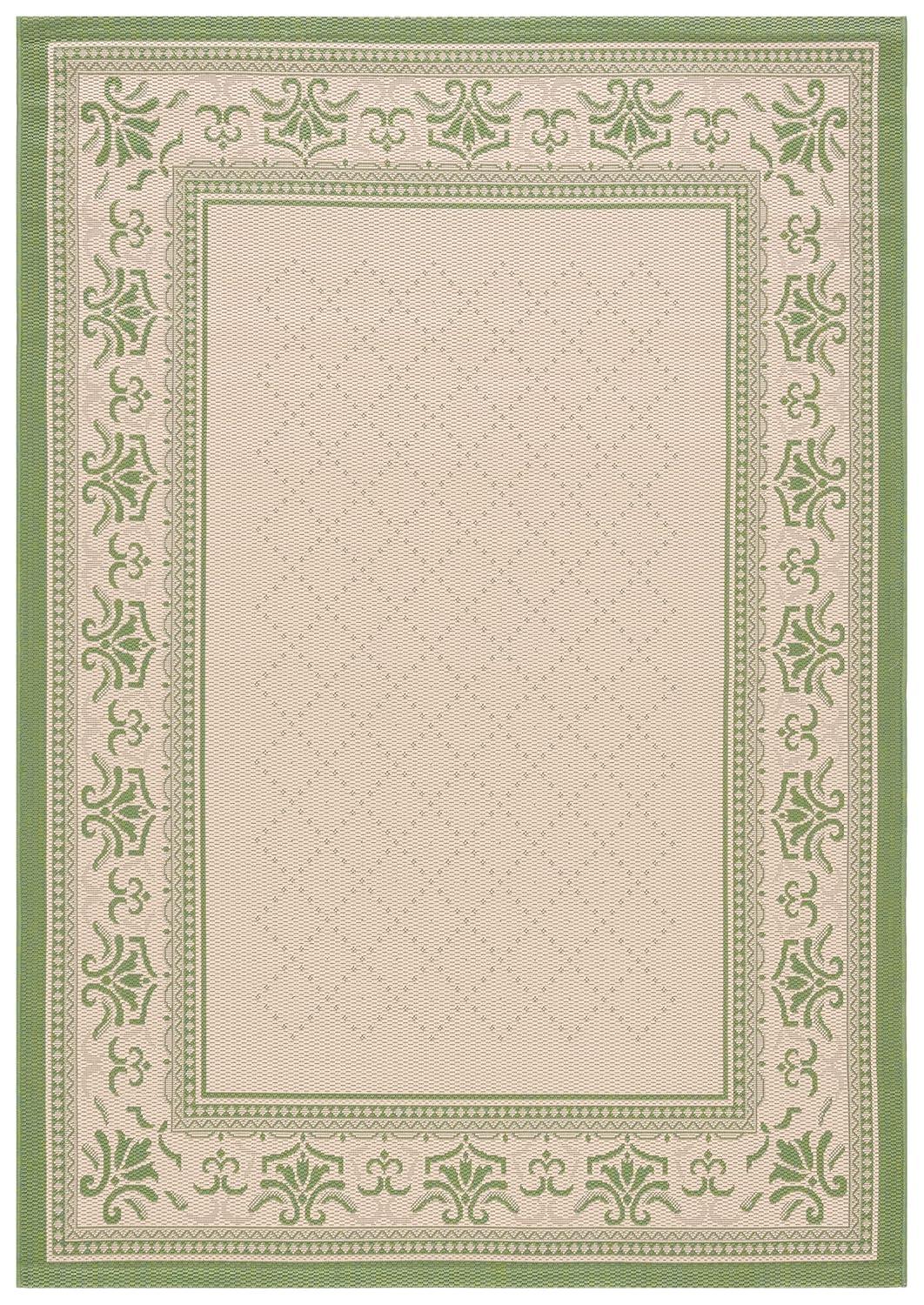 Courtyard CY0901 Power Loomed Indoor and Outdoor Area Rug - Natural/Olive - 4'x5'7" - Safavieh