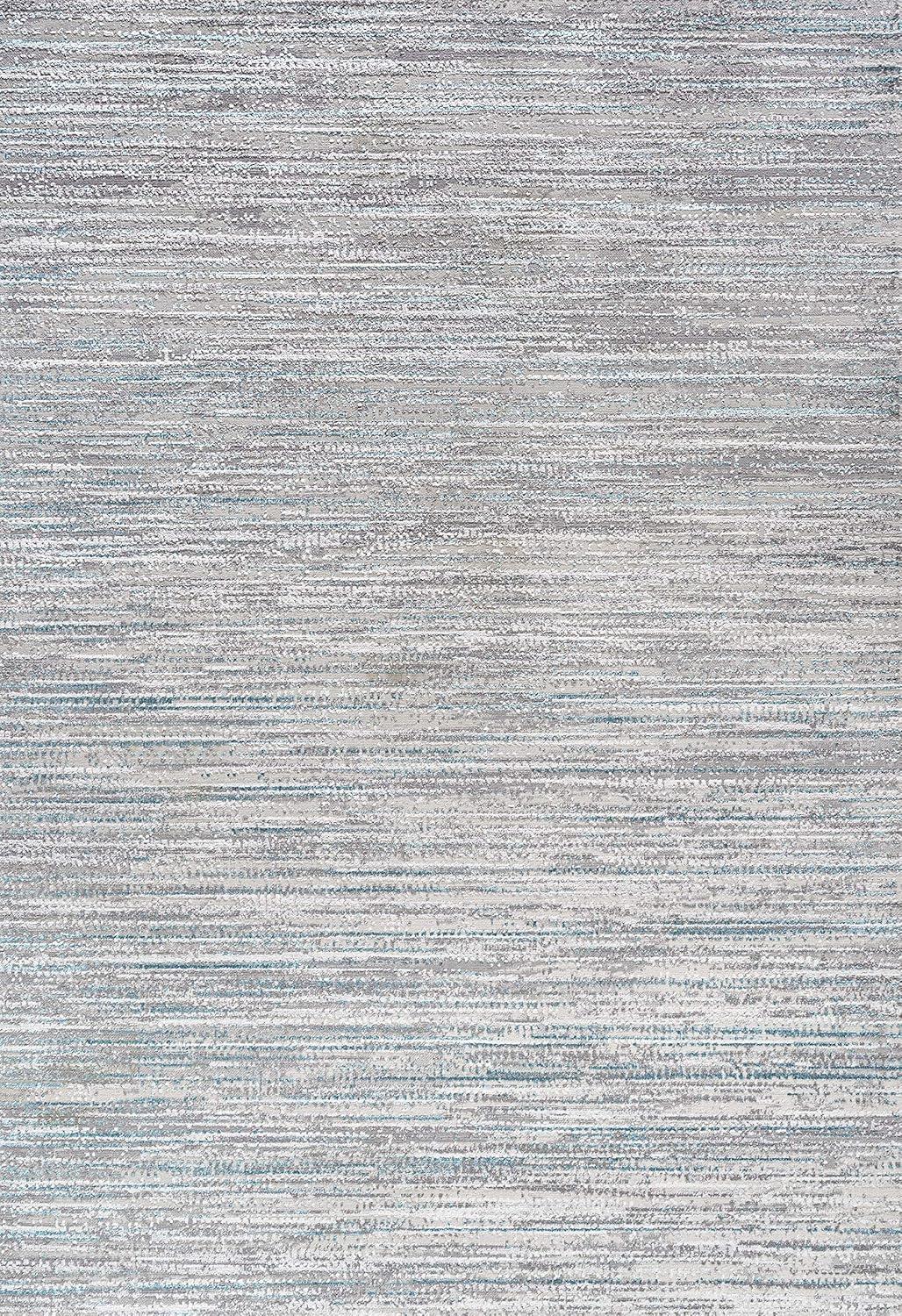 8'x10' Loom Modern Strie'  Area Rug, Gray/Turquoise - JONATHAN Y