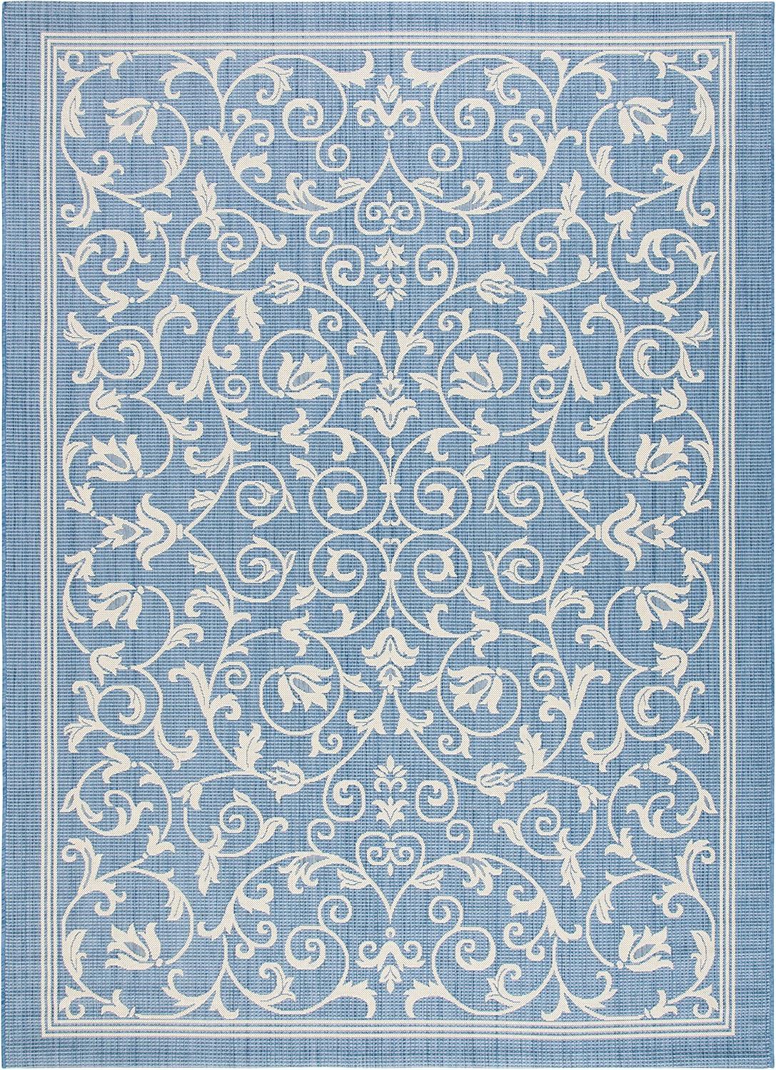 Courtyard CY2098 Power Loomed Indoor and Outdoor Area Rug - Blue/Natural - 9'x12' - Safavieh