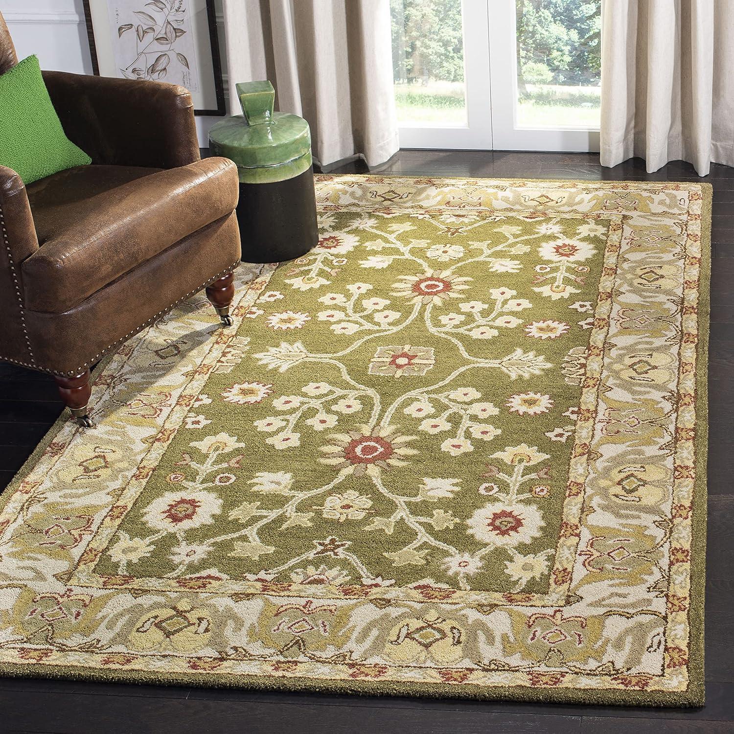 Anatolia AN562 Hand Tufted Indoor Area Rug - Moss/Ivory - 4'x6' - Safavieh