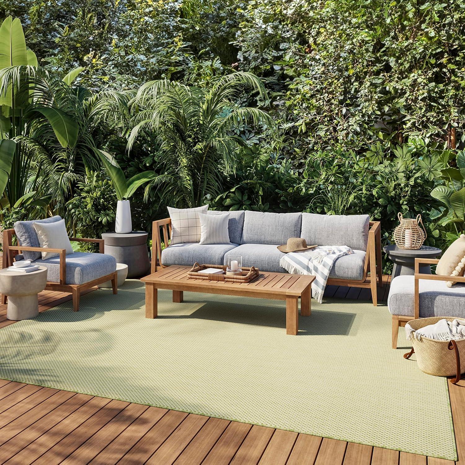 Nourison Courtyard COU01 Indoor/outdoor Area Rug - Ivory Green 8' x 10'
