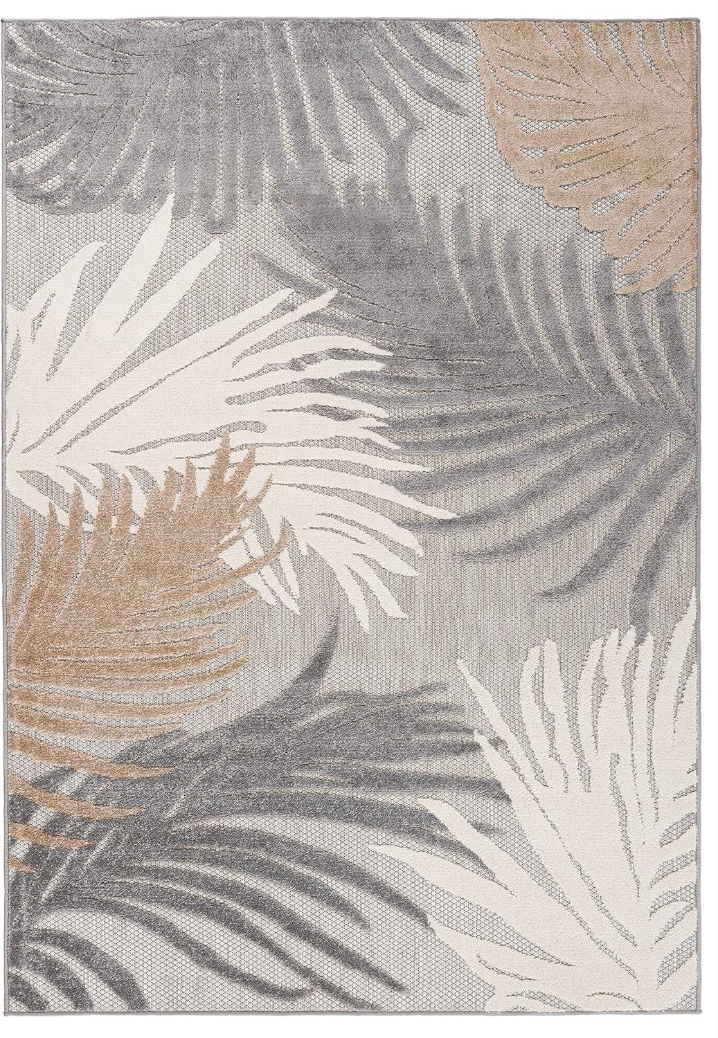 World Rug Gallery  Tropical Floral Indoor/Outdoor Area Rug Gray 3'3"x5' 3' x 5', 4' x 6' Outdoor, Indoor Living Room, Patio, Dining Room Khaki, Ivory,