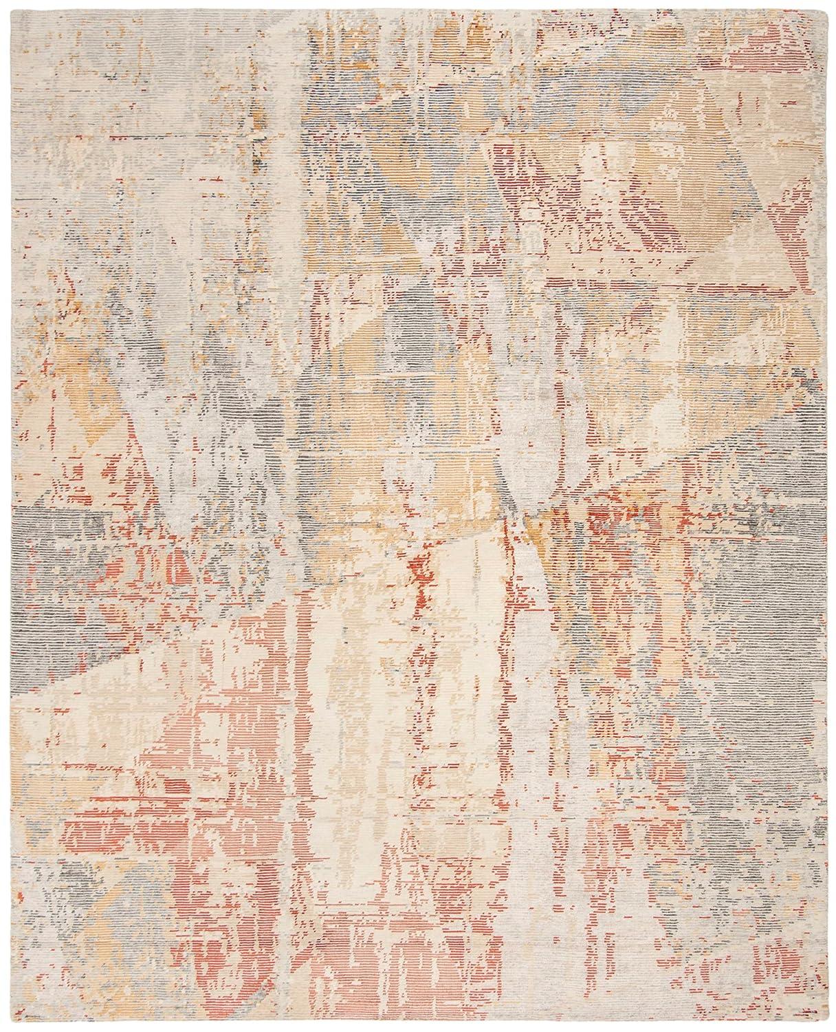 Tiffany Hand Knotted 60% Viscose, 20% Wool, And 20% Cotton Abstract Rug