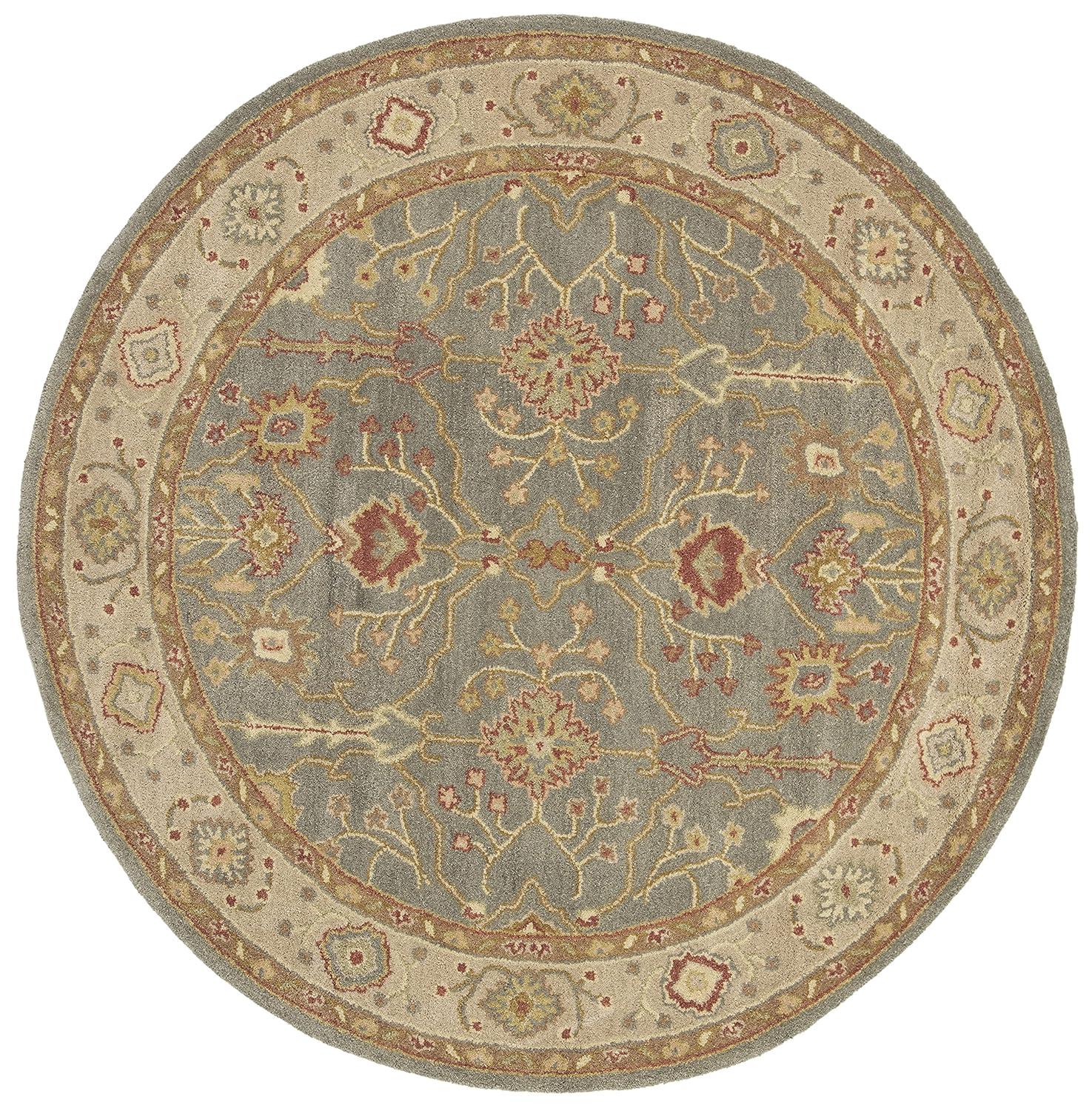 Antiquity AT314 Hand Tufted Area Rug - Blue/Ivory - 6' Round - Safavieh.